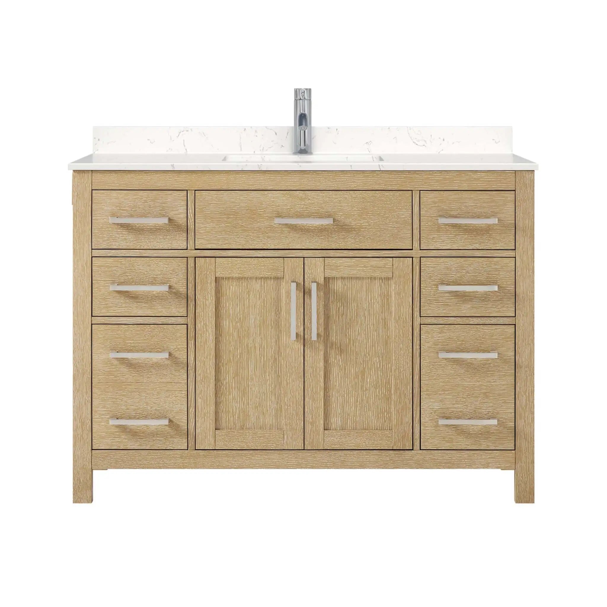 48" Beckett Single Bathroom Vanity in Whitewashed Oak with Brushed Nickel Trim by Wyndham