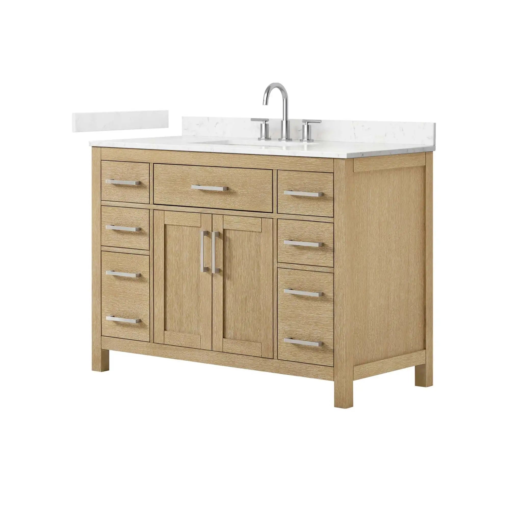 48" Beckett Single Bathroom Vanity in Whitewashed Oak with Brushed Nickel Trim by Wyndham