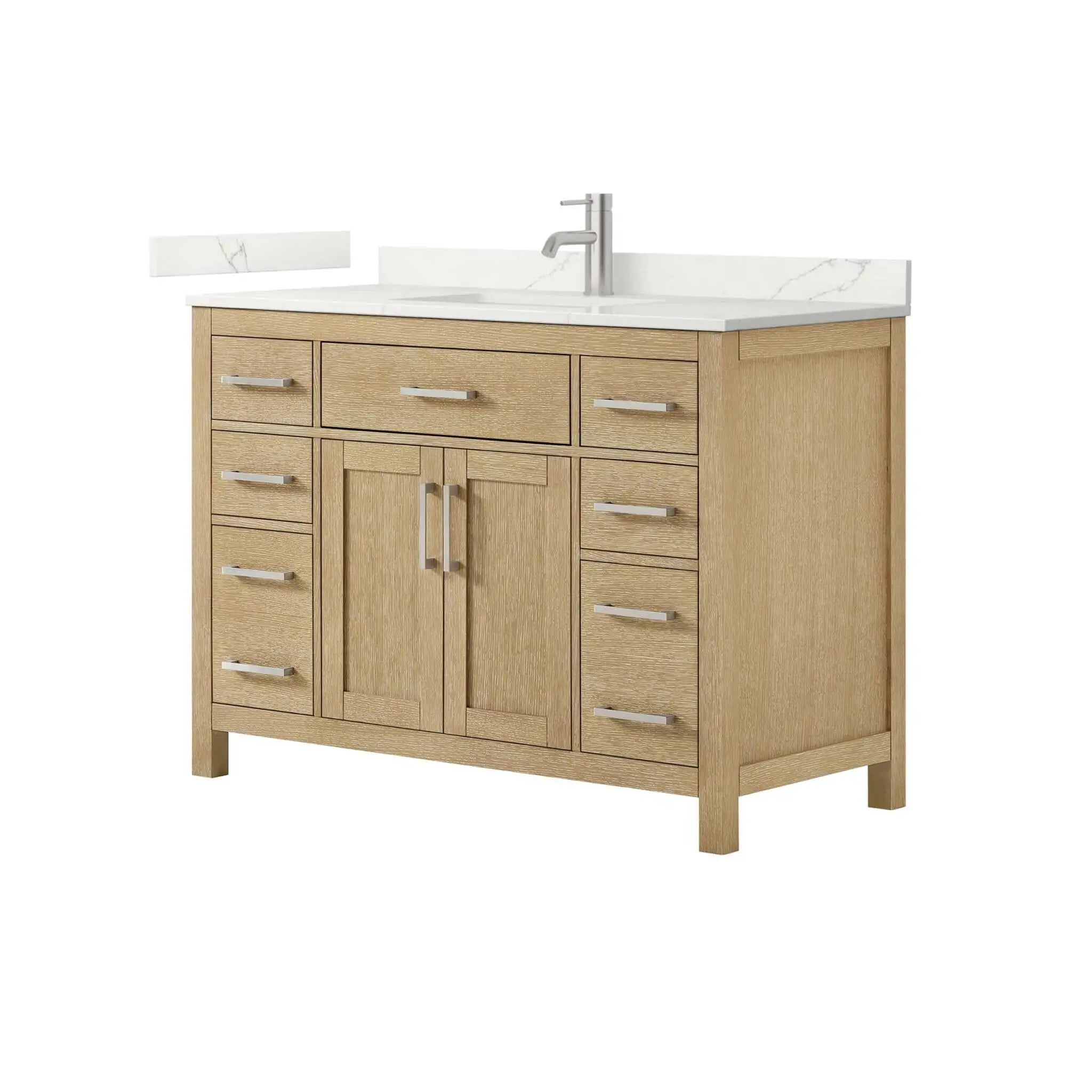 48" Beckett Single Bathroom Vanity in Whitewashed Oak with Brushed Nickel Trim by Wyndham