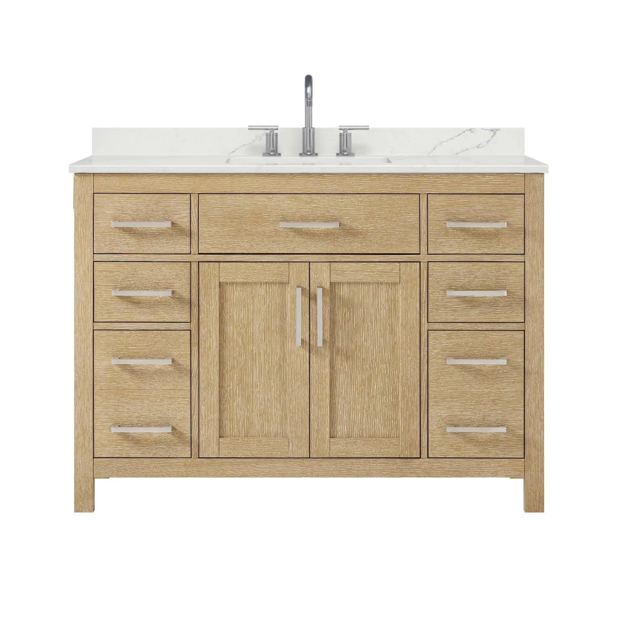 48" Beckett Single Bathroom Vanity in Whitewashed Oak with Brushed Nickel Trim by Wyndham