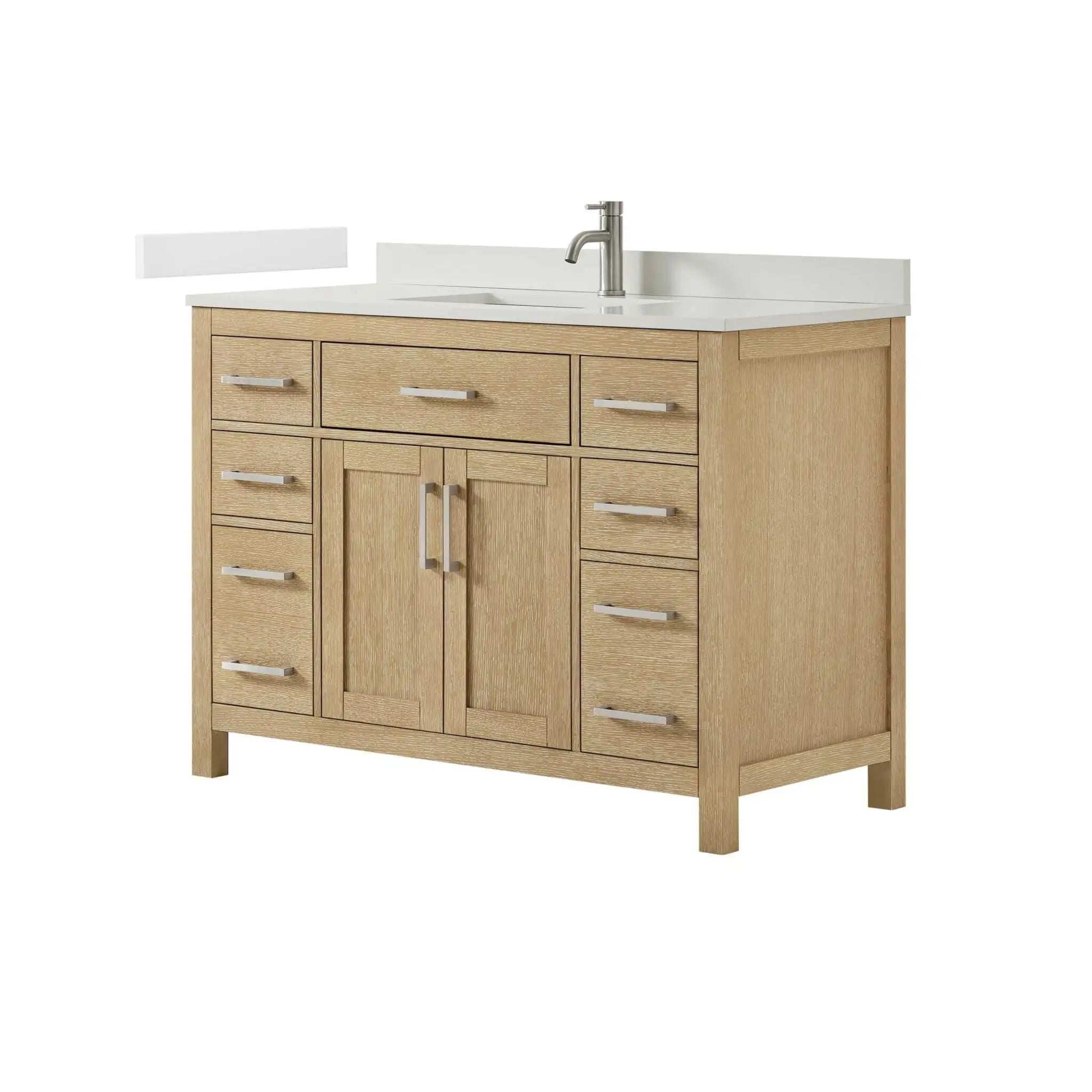 48" Beckett Single Bathroom Vanity in Whitewashed Oak with Brushed Nickel Trim by Wyndham