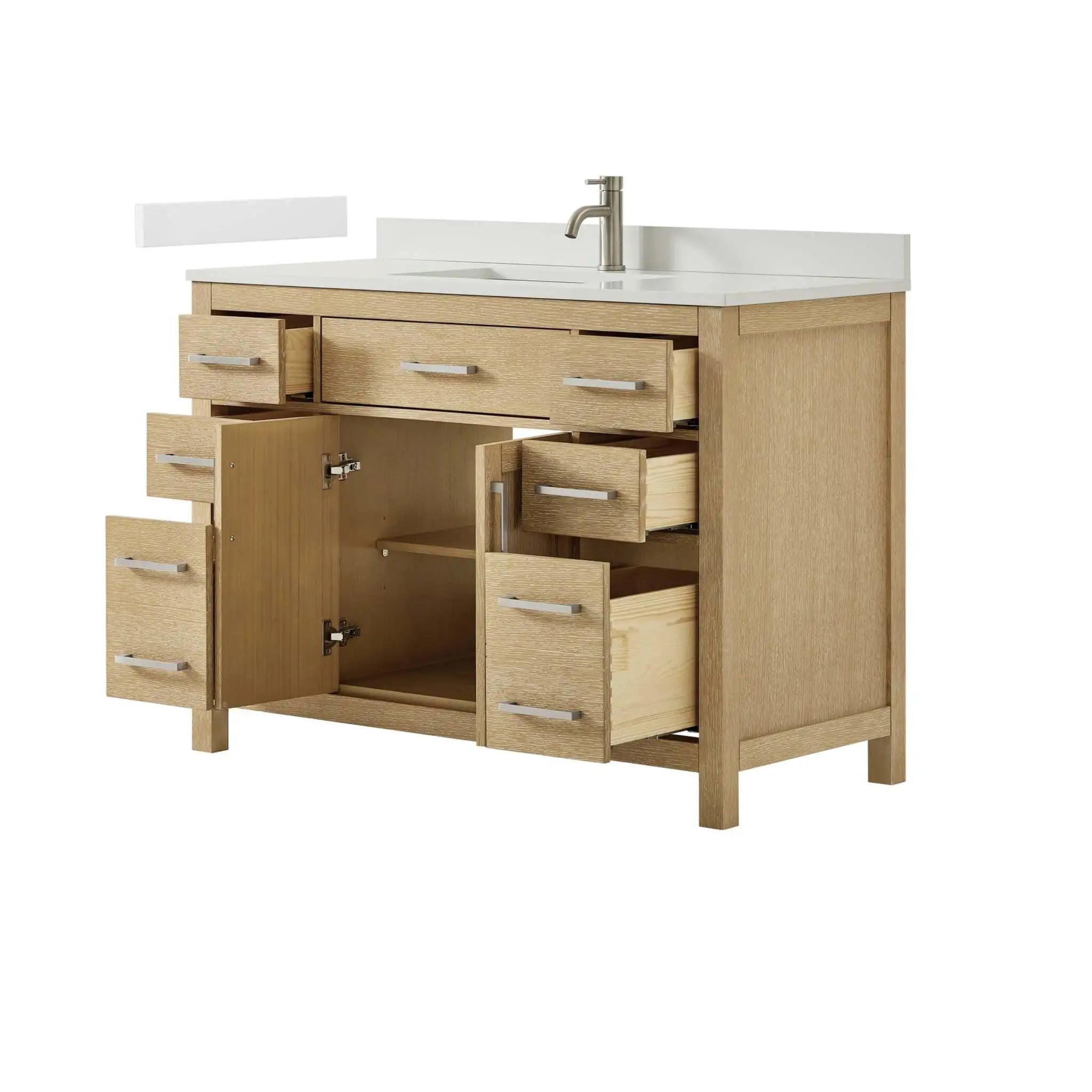 48" Beckett Single Bathroom Vanity in Whitewashed Oak with Brushed Nickel Trim by Wyndham