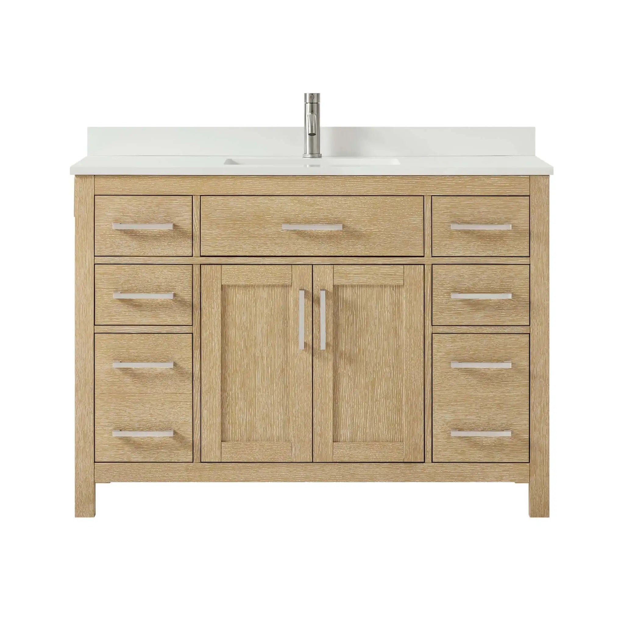 48" Beckett Single Bathroom Vanity in Whitewashed Oak with Brushed Nickel Trim by Wyndham