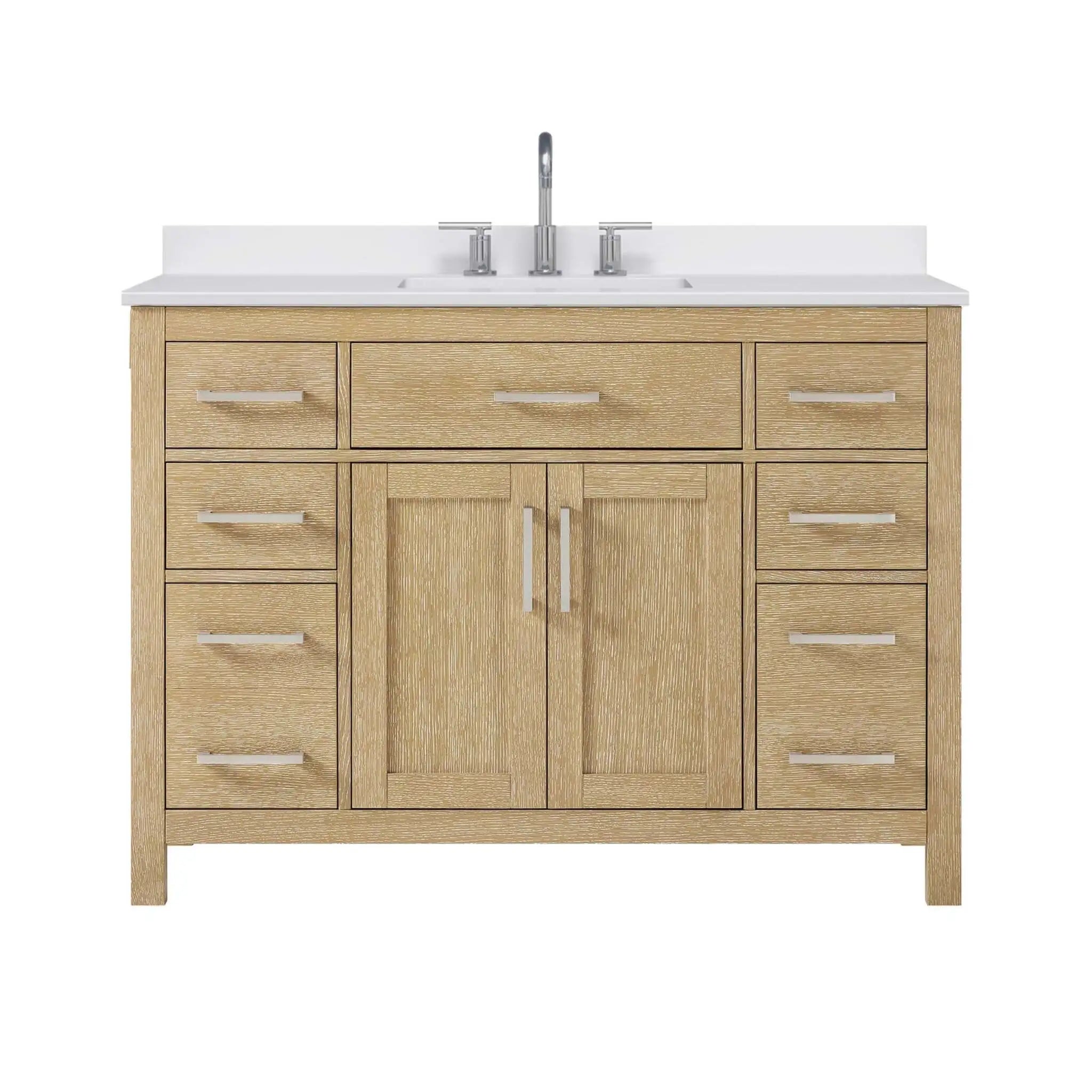 48" Beckett Single Bathroom Vanity in Whitewashed Oak with Brushed Nickel Trim by Wyndham