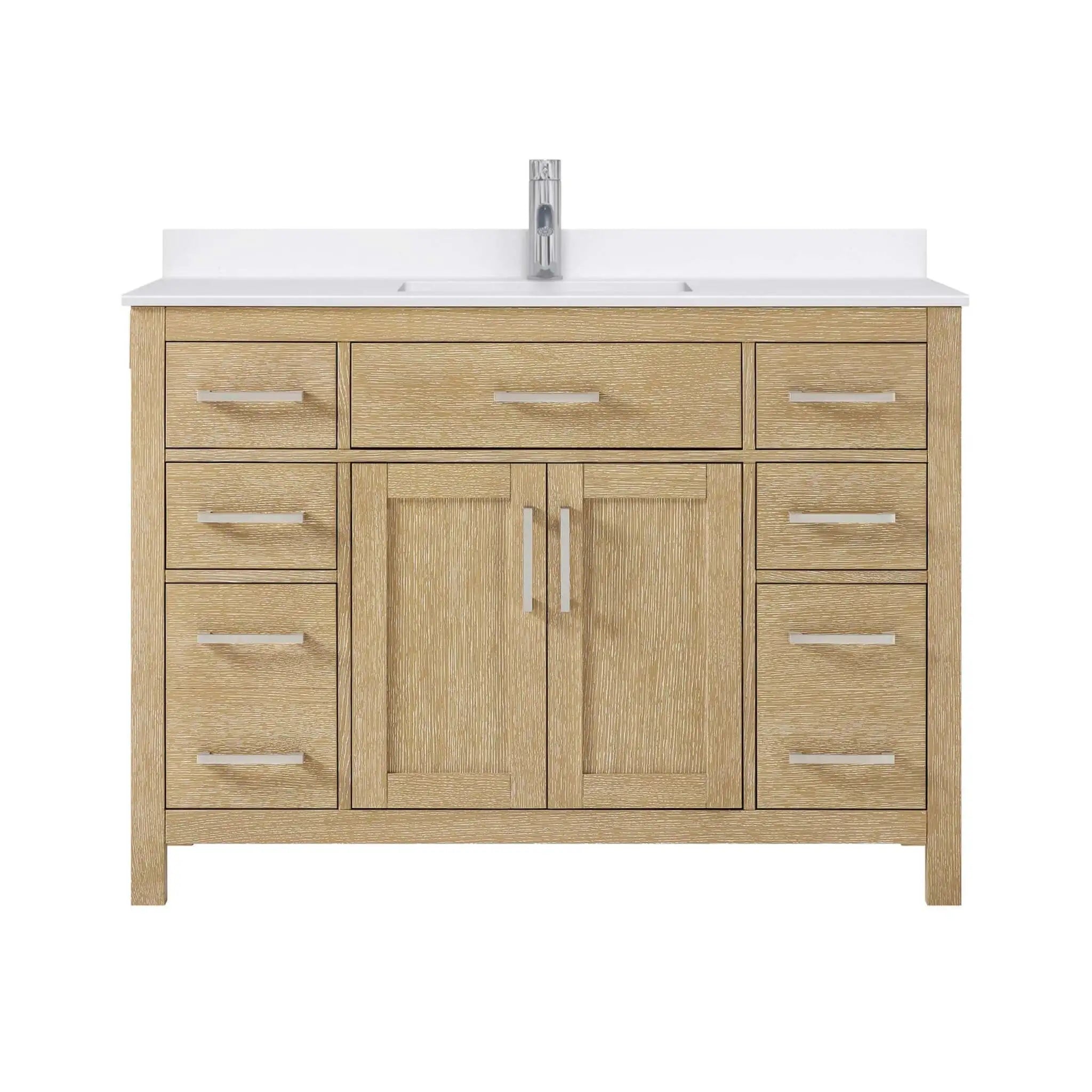 48" Beckett Single Bathroom Vanity in Whitewashed Oak with Brushed Nickel Trim by Wyndham