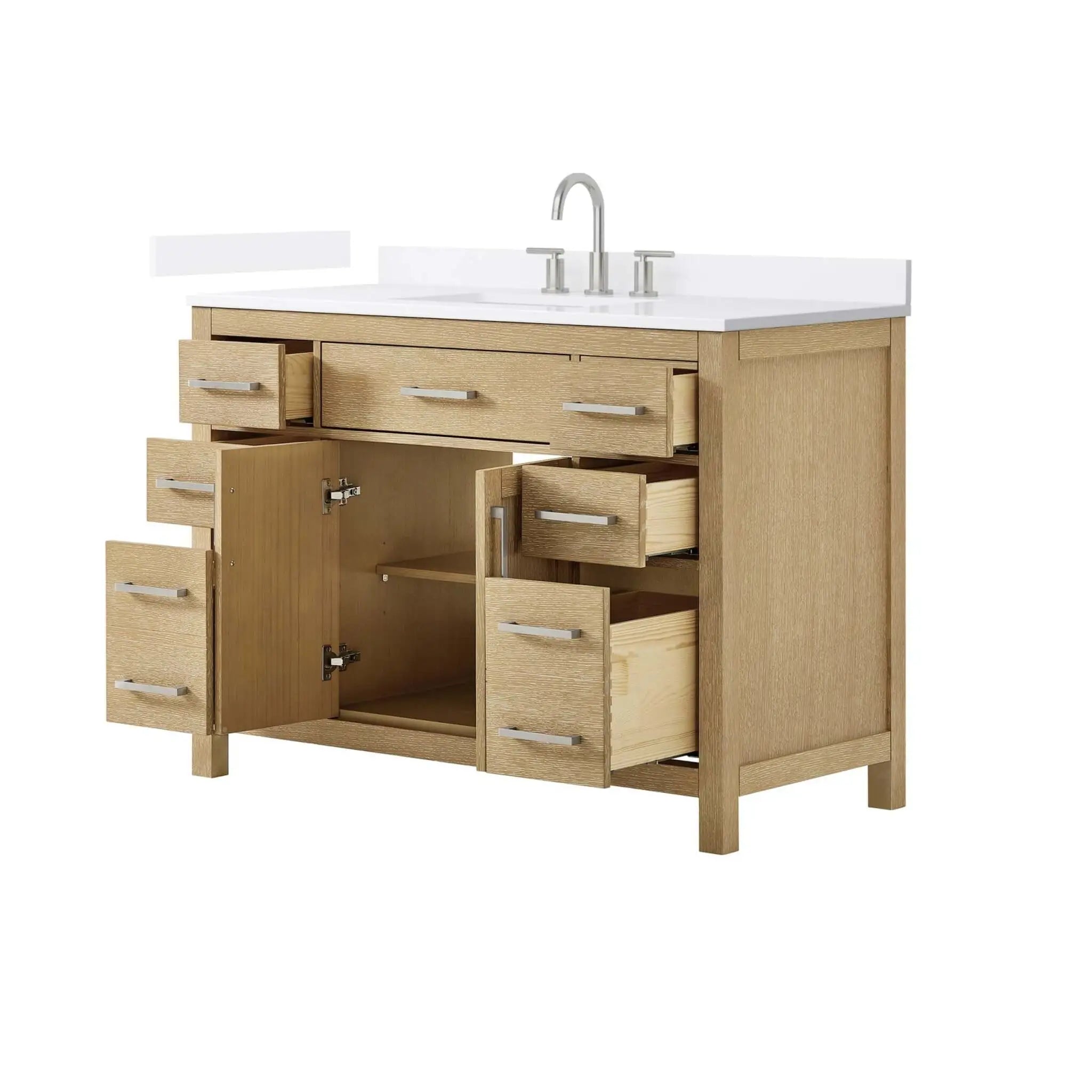 48" Beckett Single Bathroom Vanity in Whitewashed Oak with Brushed Nickel Trim by Wyndham