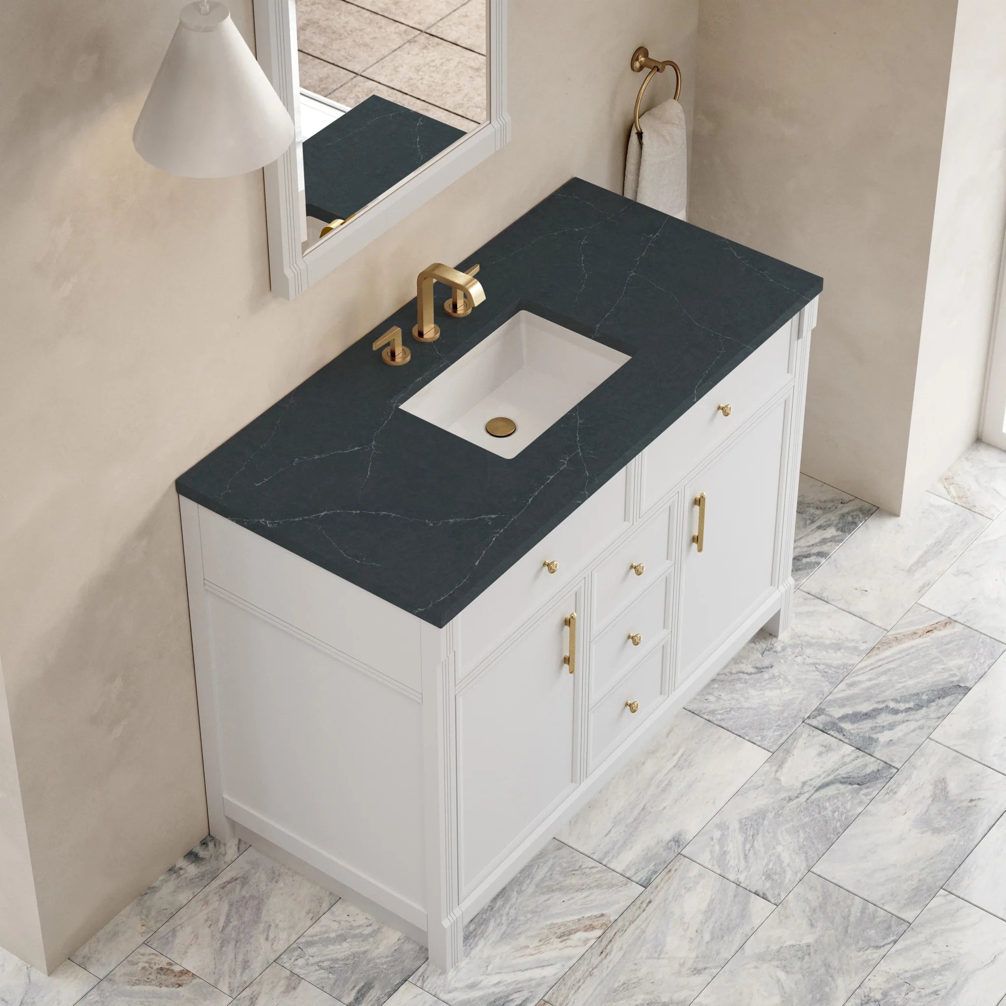 48" Bellshire Single Vanity in Bright White by James Martin Vanities-Charcoal Soapstone Silestone 5