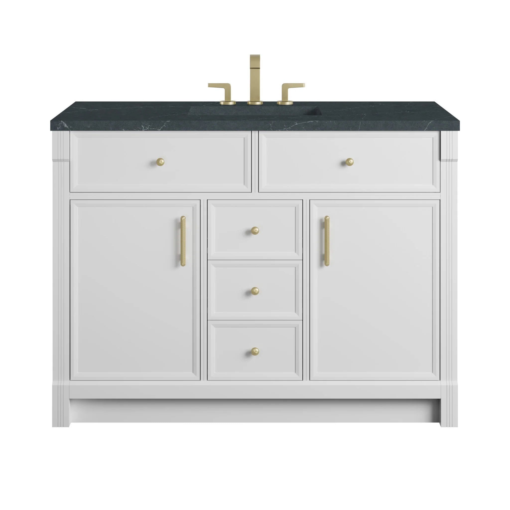 48" Bellshire Single Vanity in Bright White by James Martin Vanities-Charcoal Soapstone Silestone 