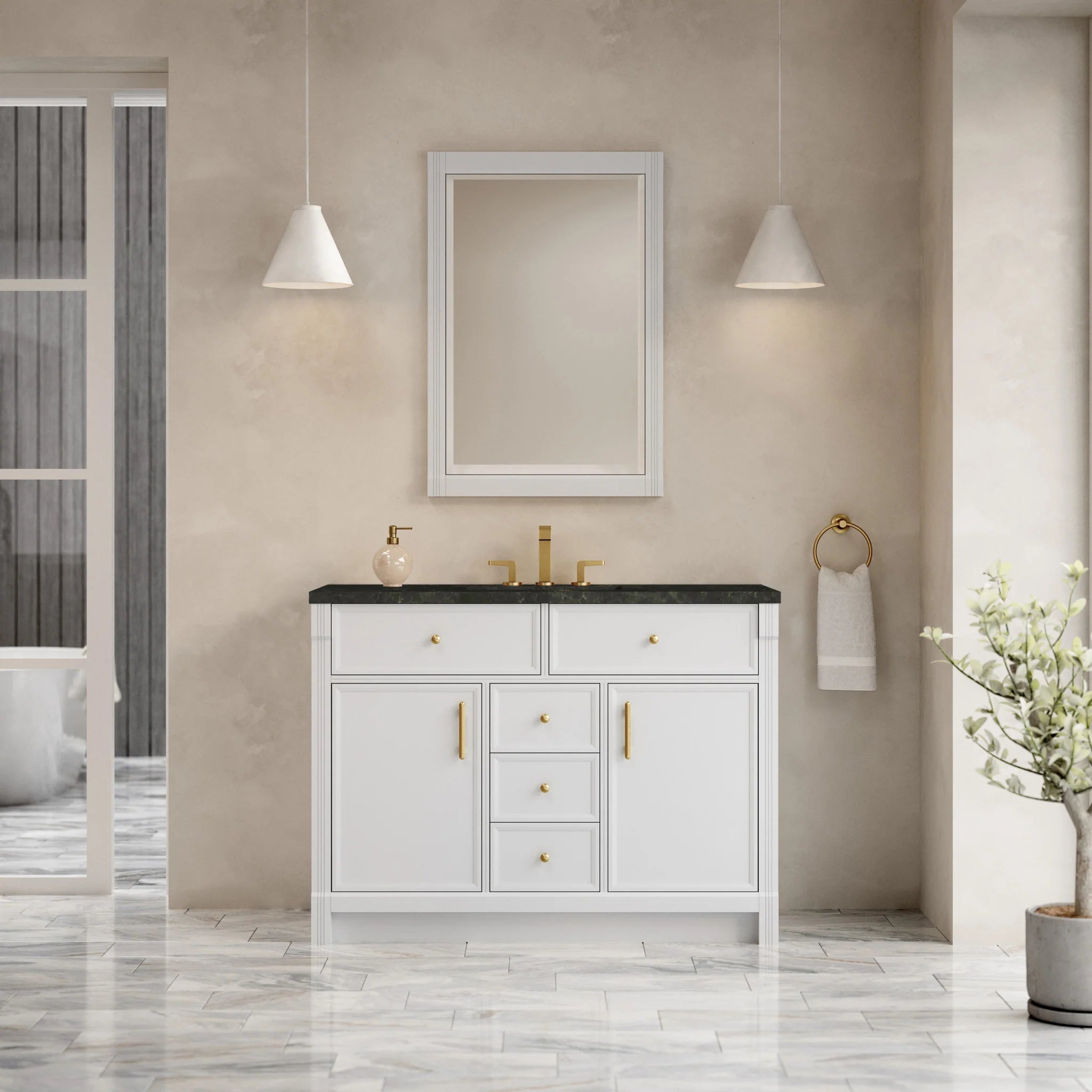 48" Bellshire Single Vanity in Bright White by James Martin Vanities-Phantome Eclos 1