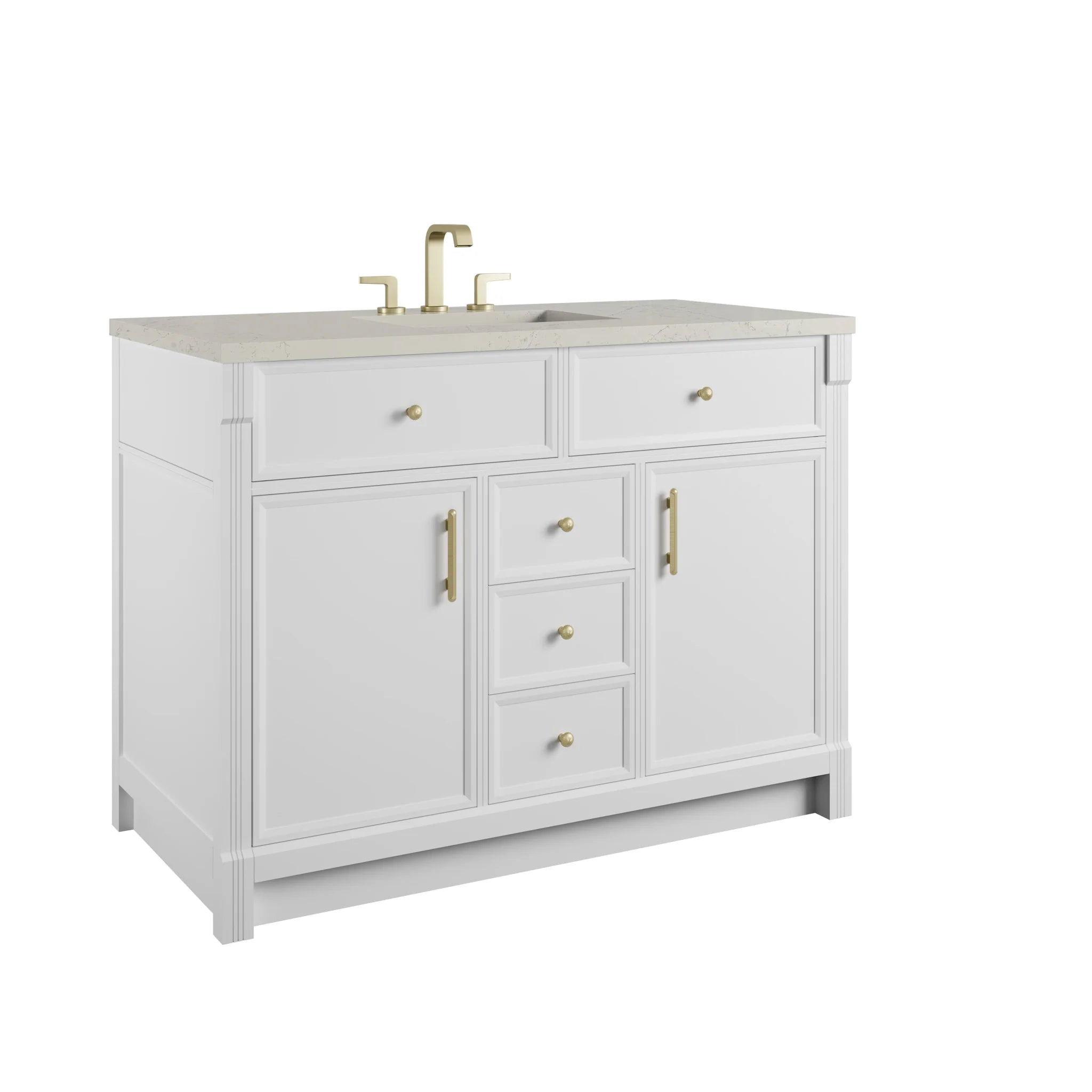48" Bellshire Single Vanity in Bright White by James Martin Vanities-Siberian Silestone 9
