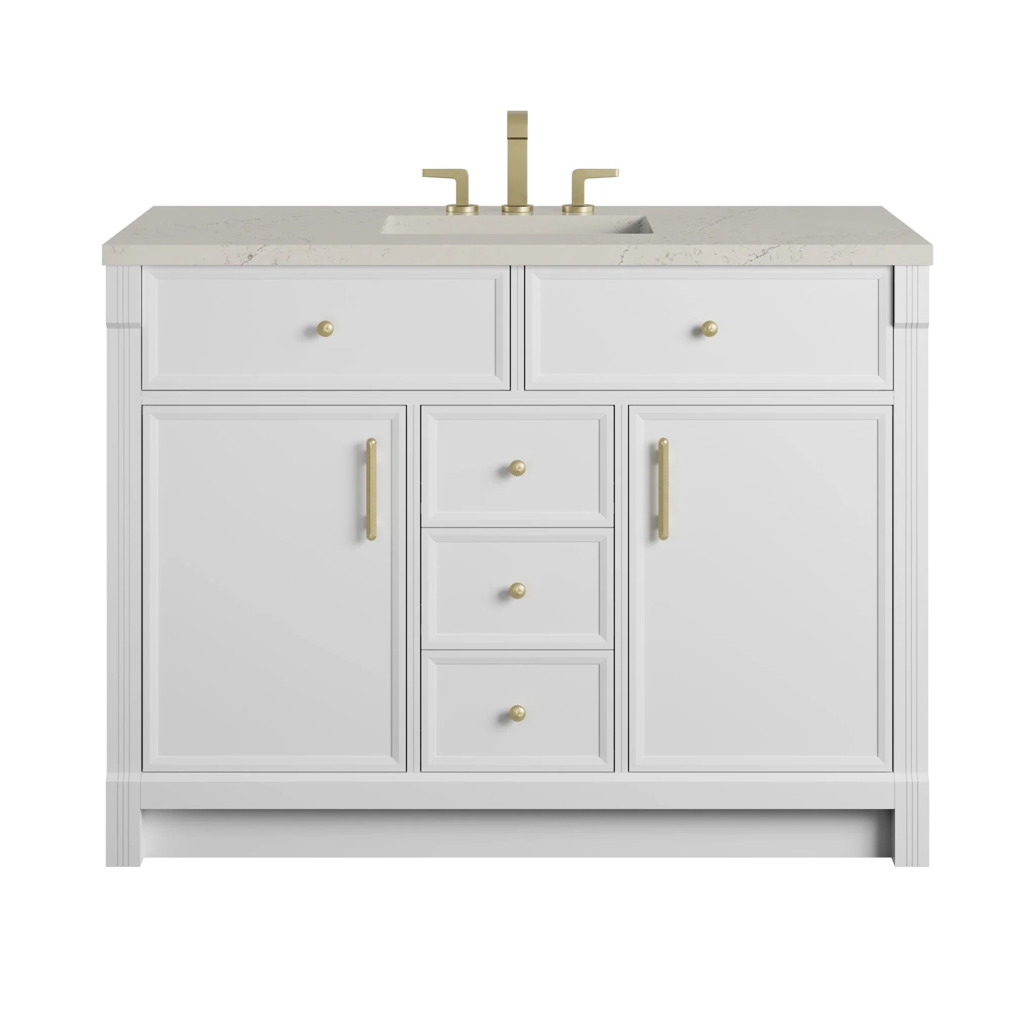 48" Bellshire Single Vanity in Bright White by James Martin Vanities-Siberian Silestone 