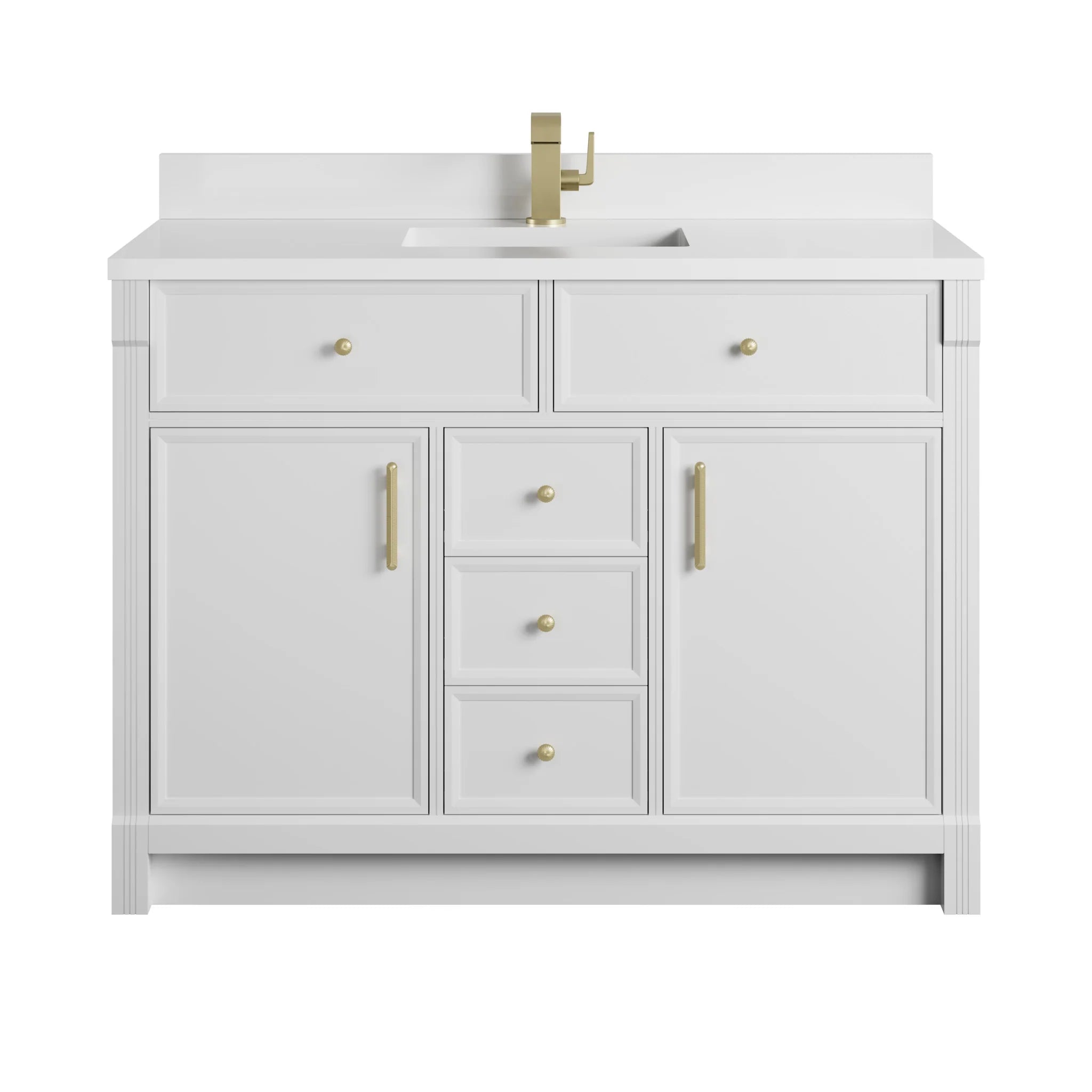 48" Bellshire Single Vanity in Bright White by James Martin Vanities-White Zeus Silestone & Backsplash 