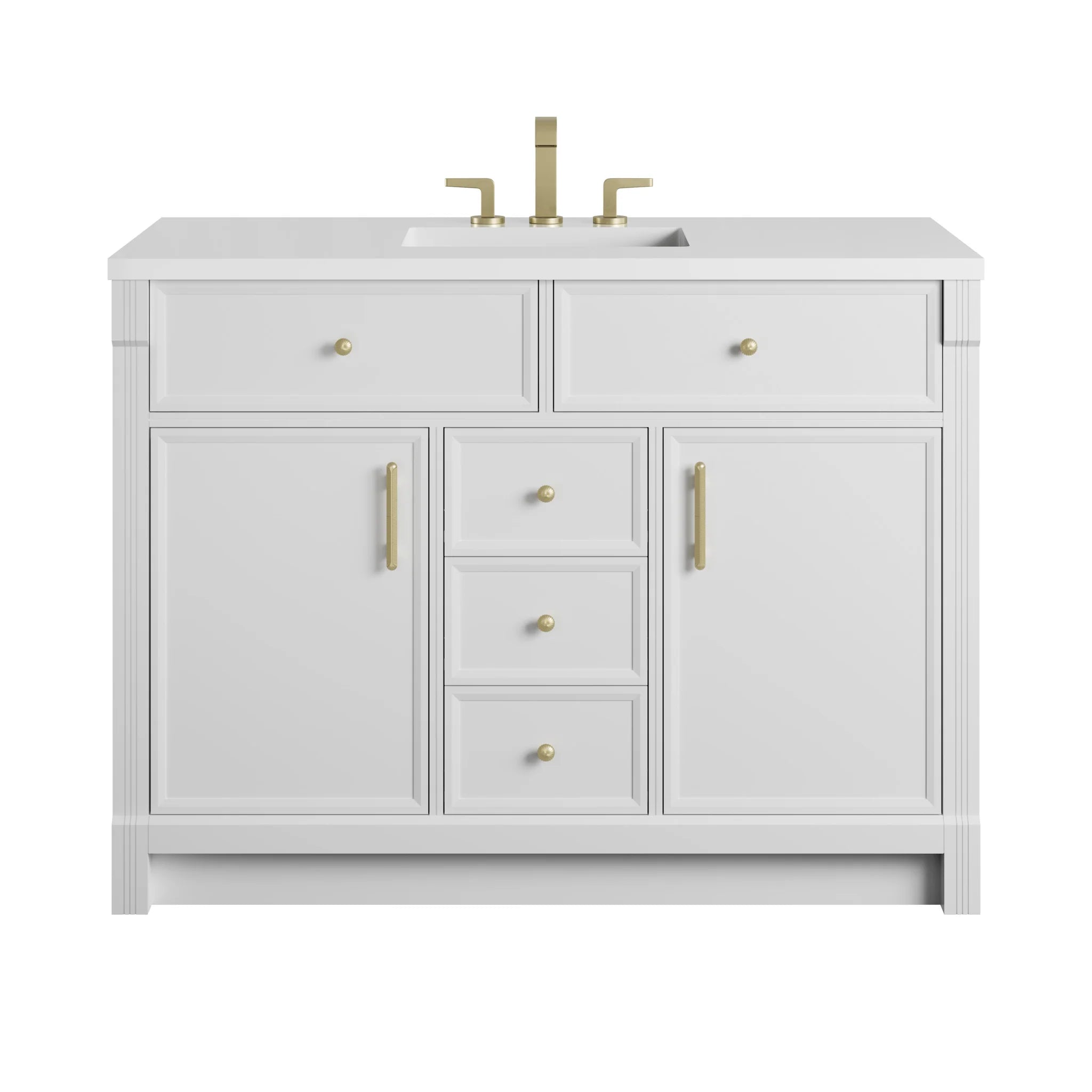 48" Bellshire Single Vanity in Bright White by James Martin Vanities-White Zeus Silestone 