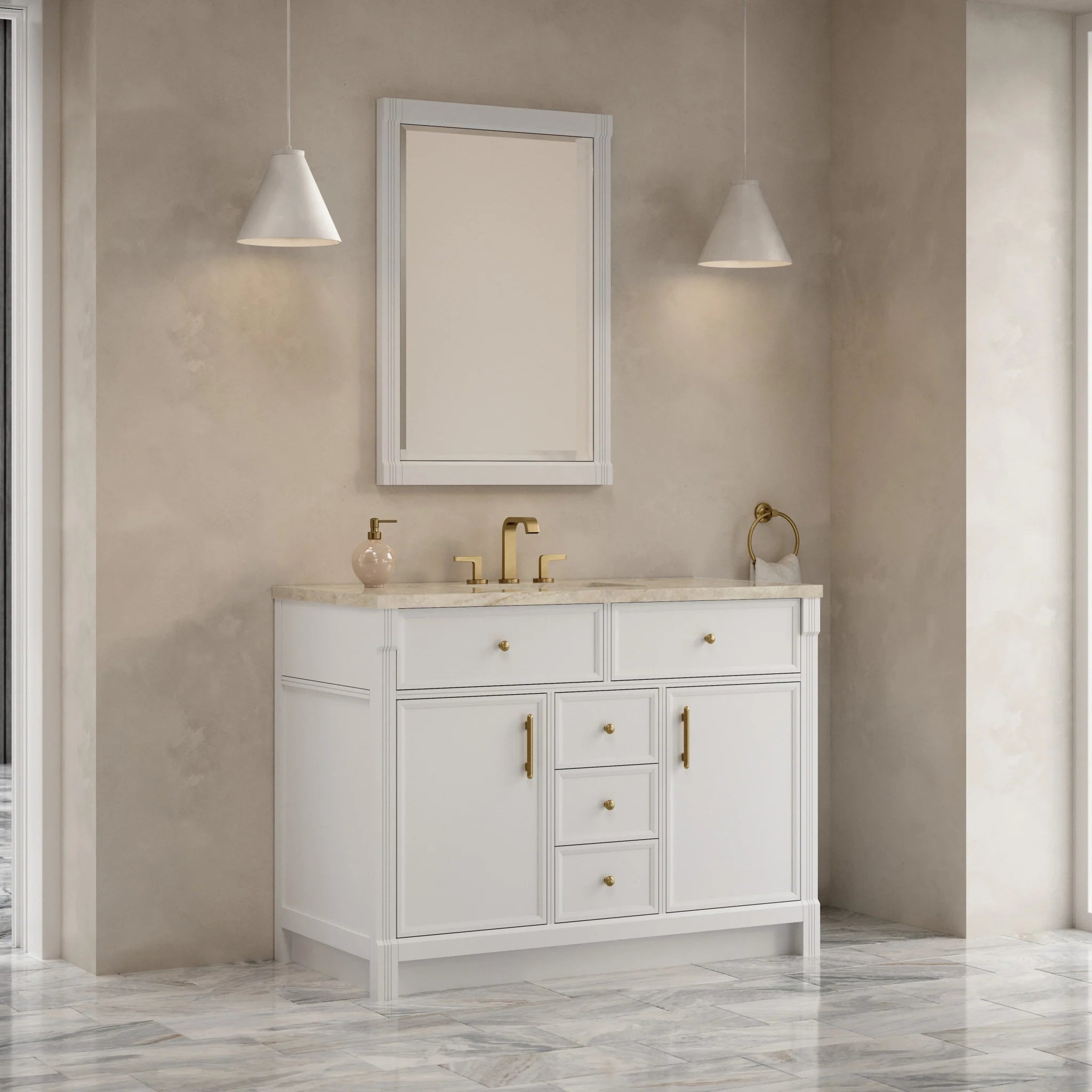 48" Bellshire Single Vanity in Bright White w/FreePower Wireless Charger by James Martin Vanities-Tajnar Eclos 2