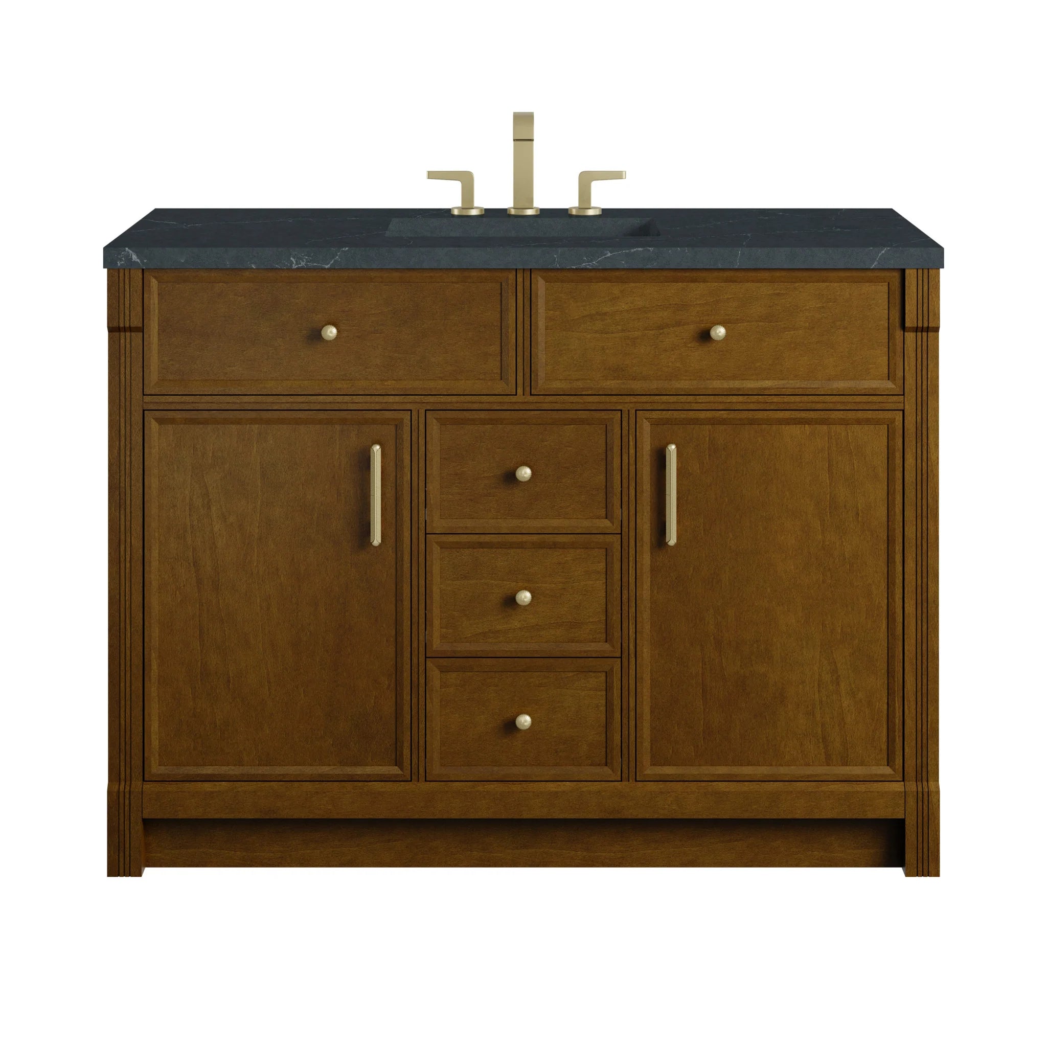 48" Bellshire Single Vanity in Honey Oak by James Martin Vanities-Charcoal Soapstone Silestone 