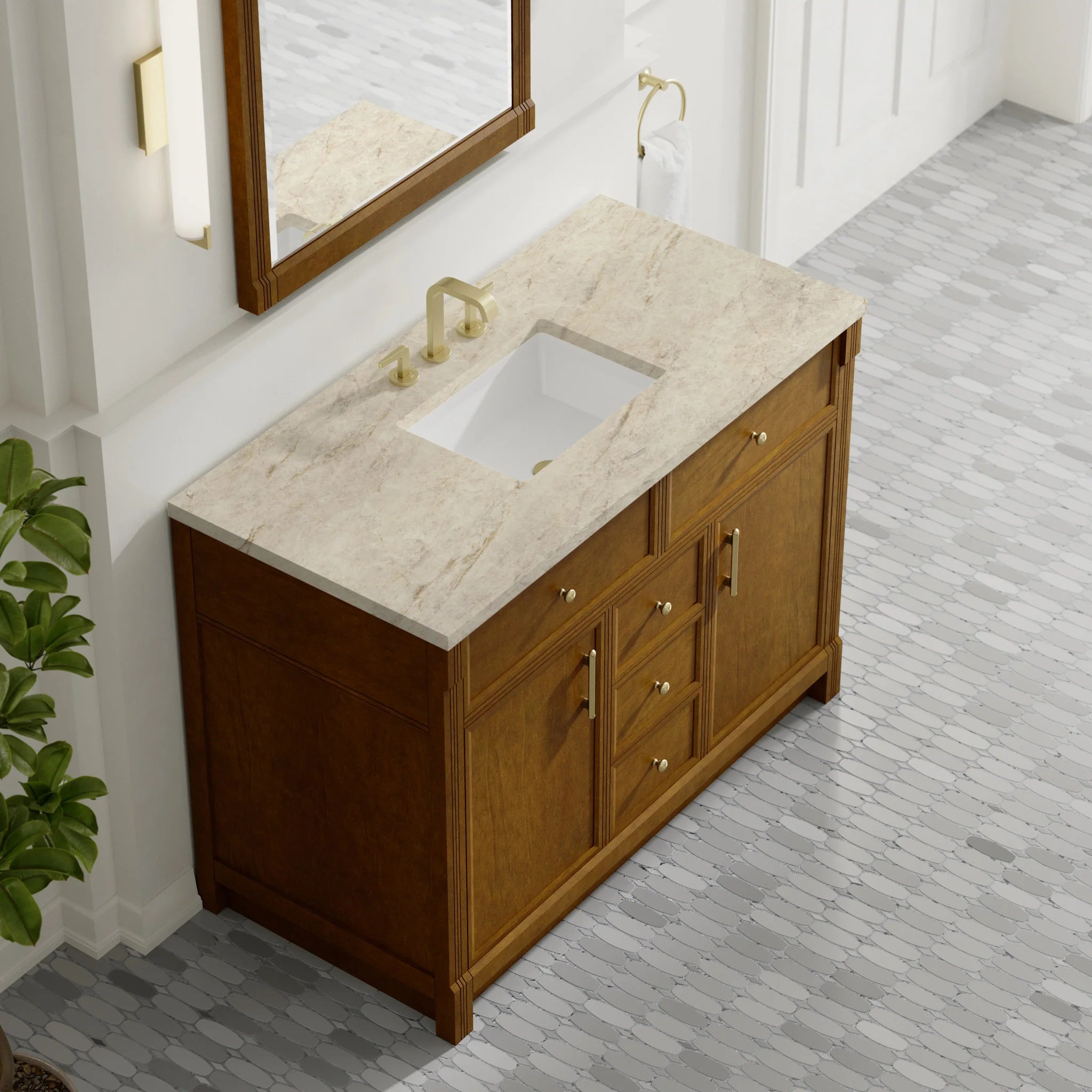 48" Bellshire Single Vanity in Honey Oak by James Martin Vanities-Tajnar Eclos 5