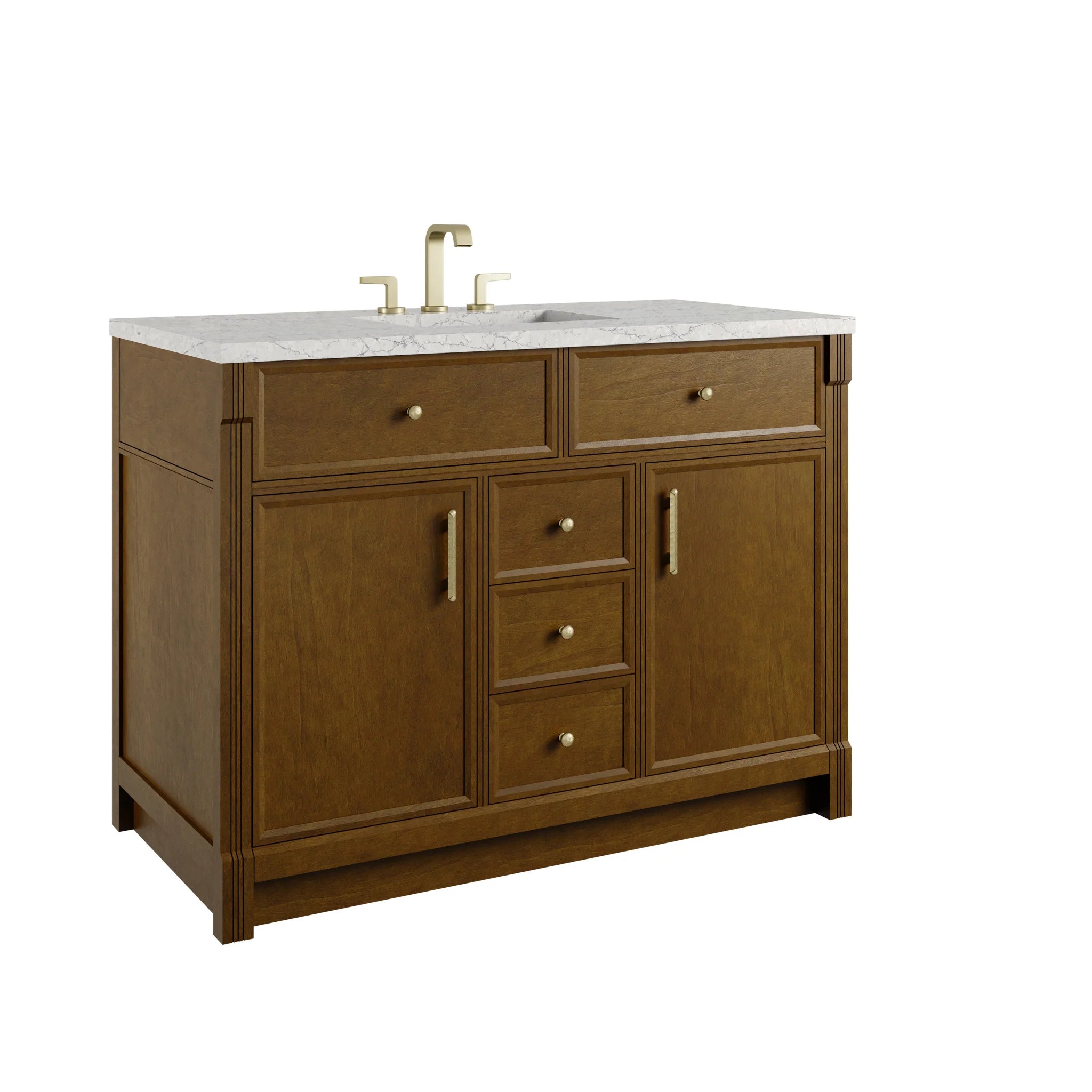 48" Bellshire Single Vanity in Honey Oak w/FreePower Wireless Charger by James Martin Vanities-Eternal Jasmine Pearl Silestone 11