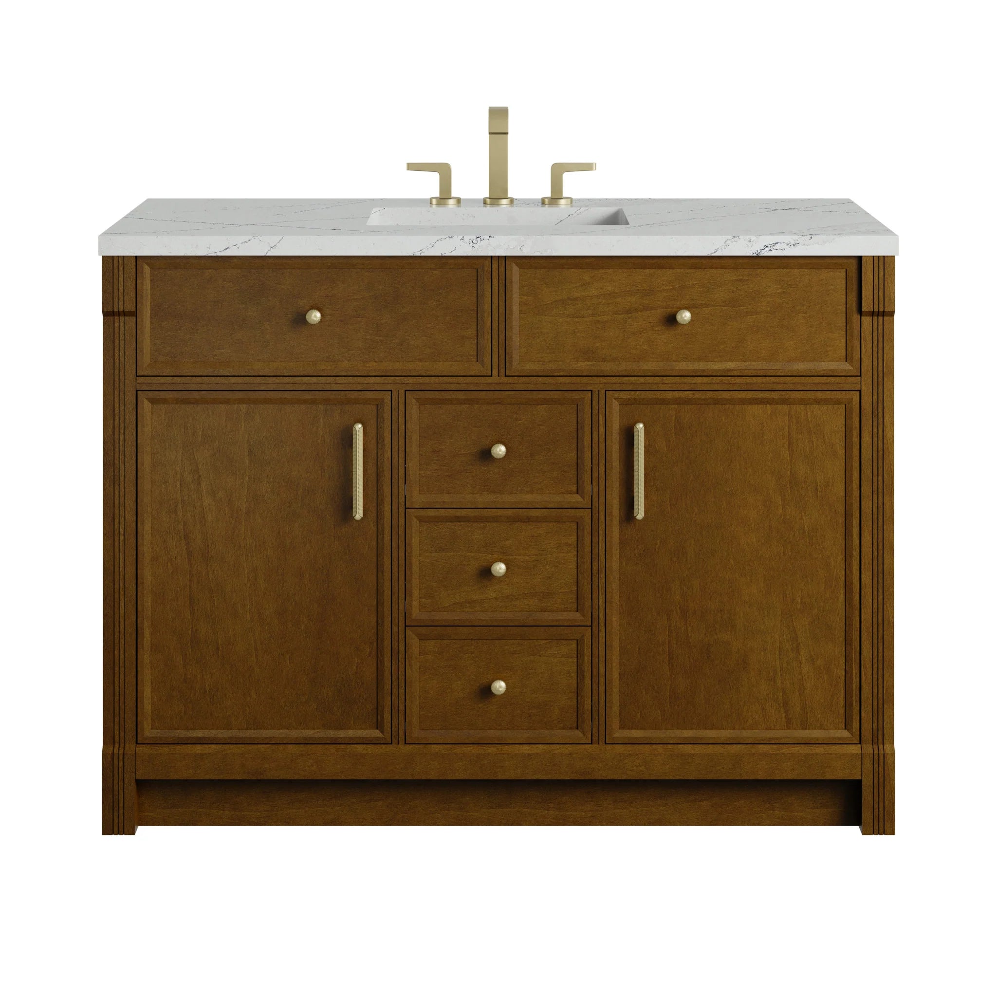 48" Bellshire Single Vanity in Honey Oak w/FreePower Wireless Charger by James Martin Vanities-Ethereal Noctis Silestone 
