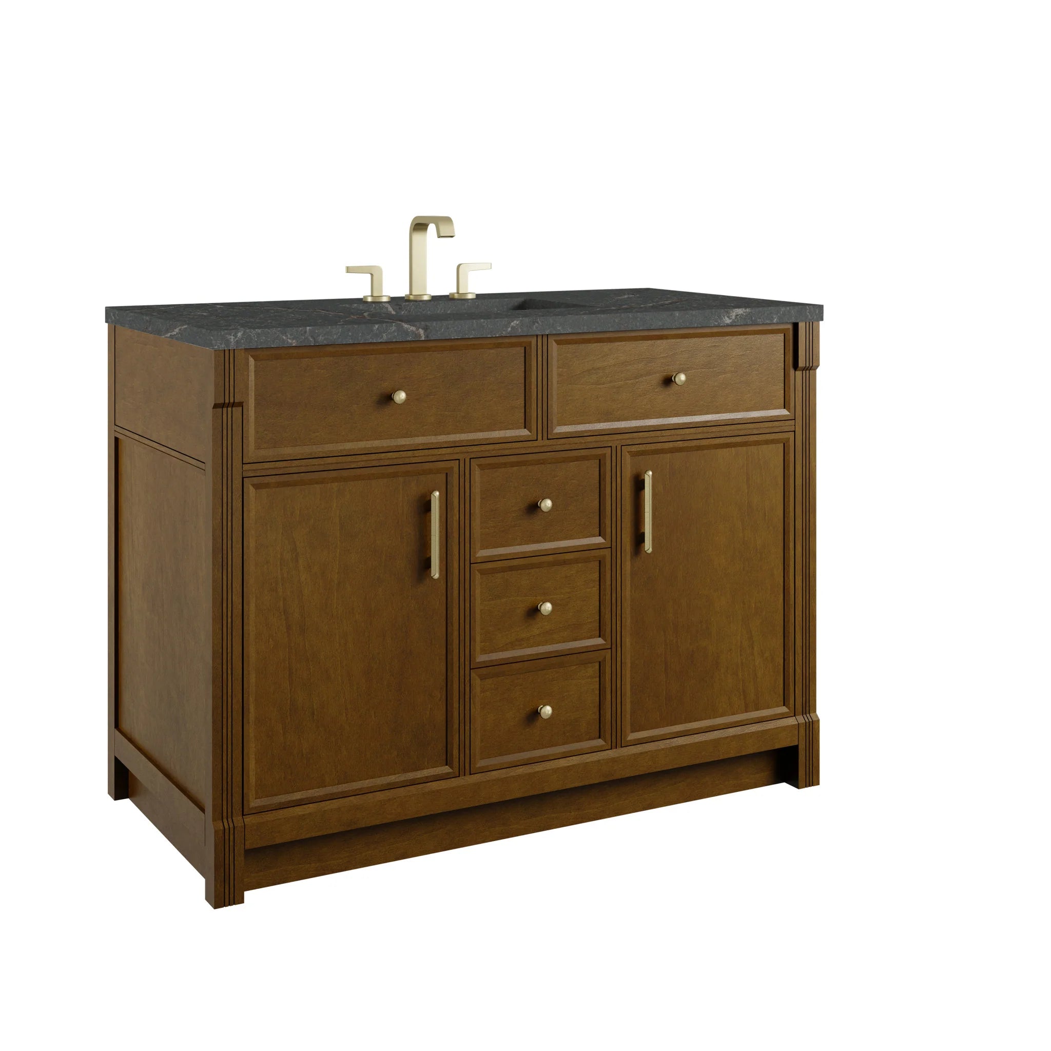 48" Bellshire Single Vanity in Honey Oak w/FreePower Wireless Charger by James Martin Vanities-Parisien Bleu Silestone 11