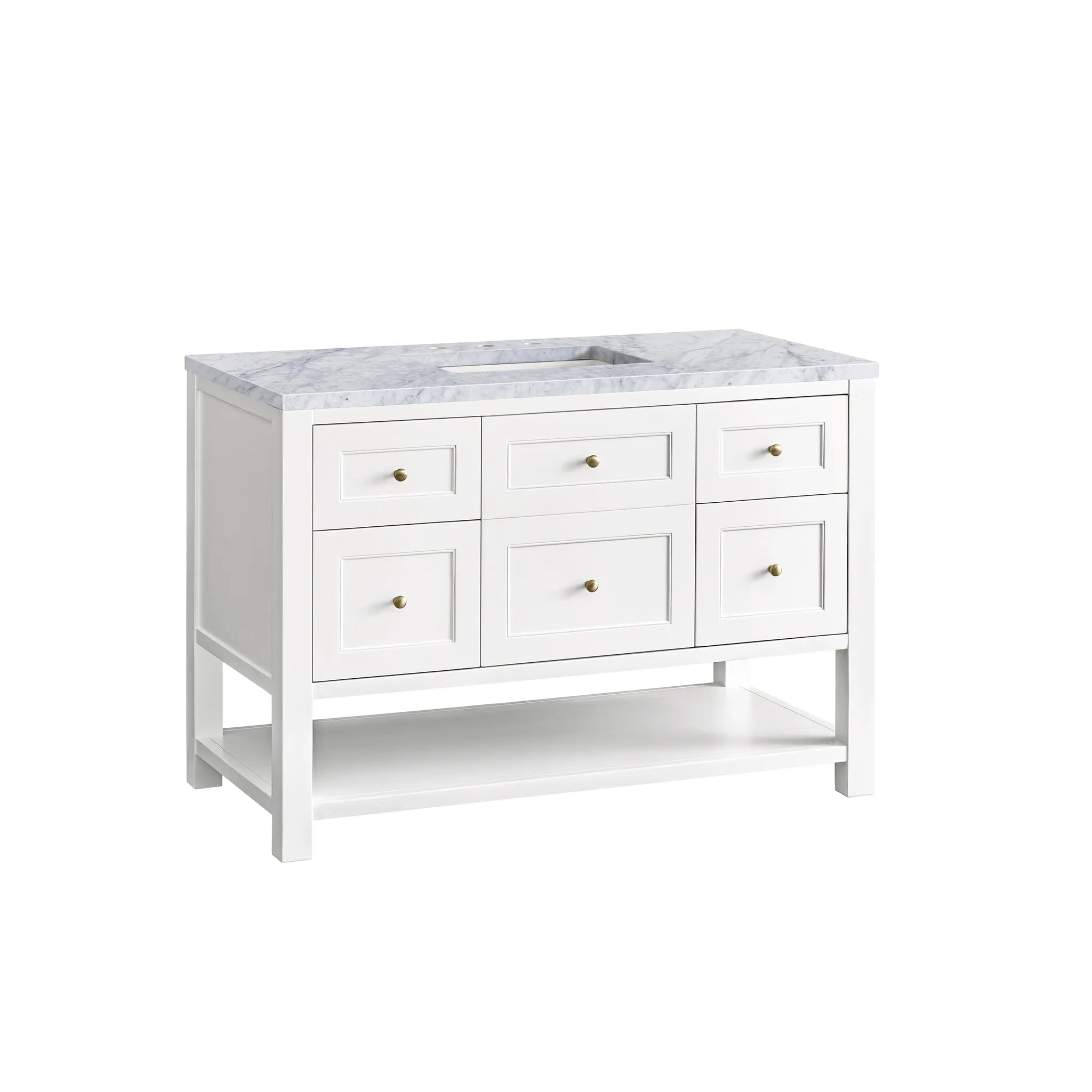 48" Breckenridge Single Vanity in Bright White-Carrara White Marble-8" Widespread image 5