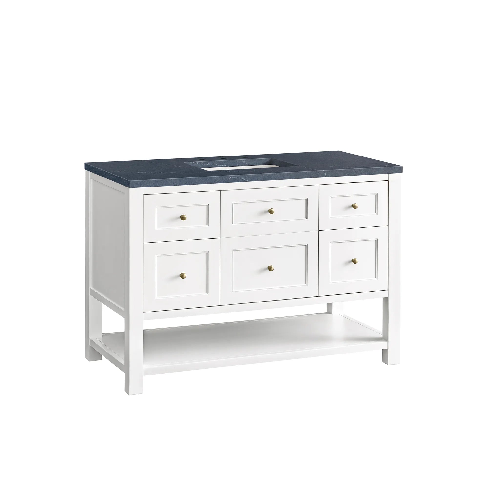 48" Breckenridge Single Vanity in Bright White-Charcoal Soapstone Silestone-8" Widespread image 5