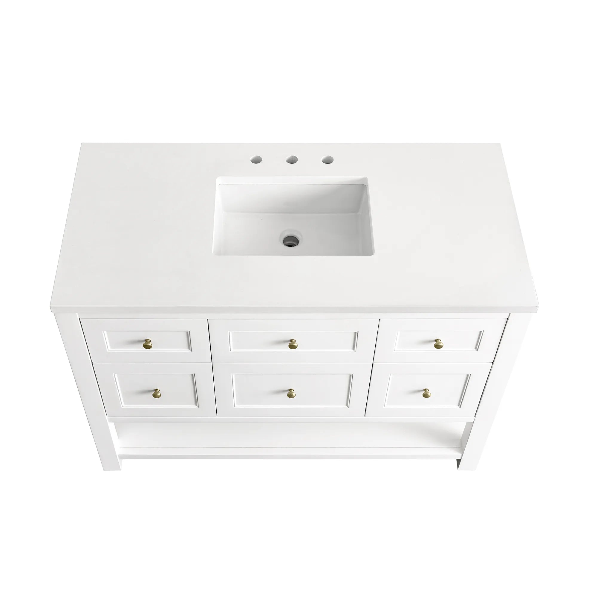 48" Breckenridge Single Vanity in Bright White-White Zeus Silestone-8" Widespread image 4