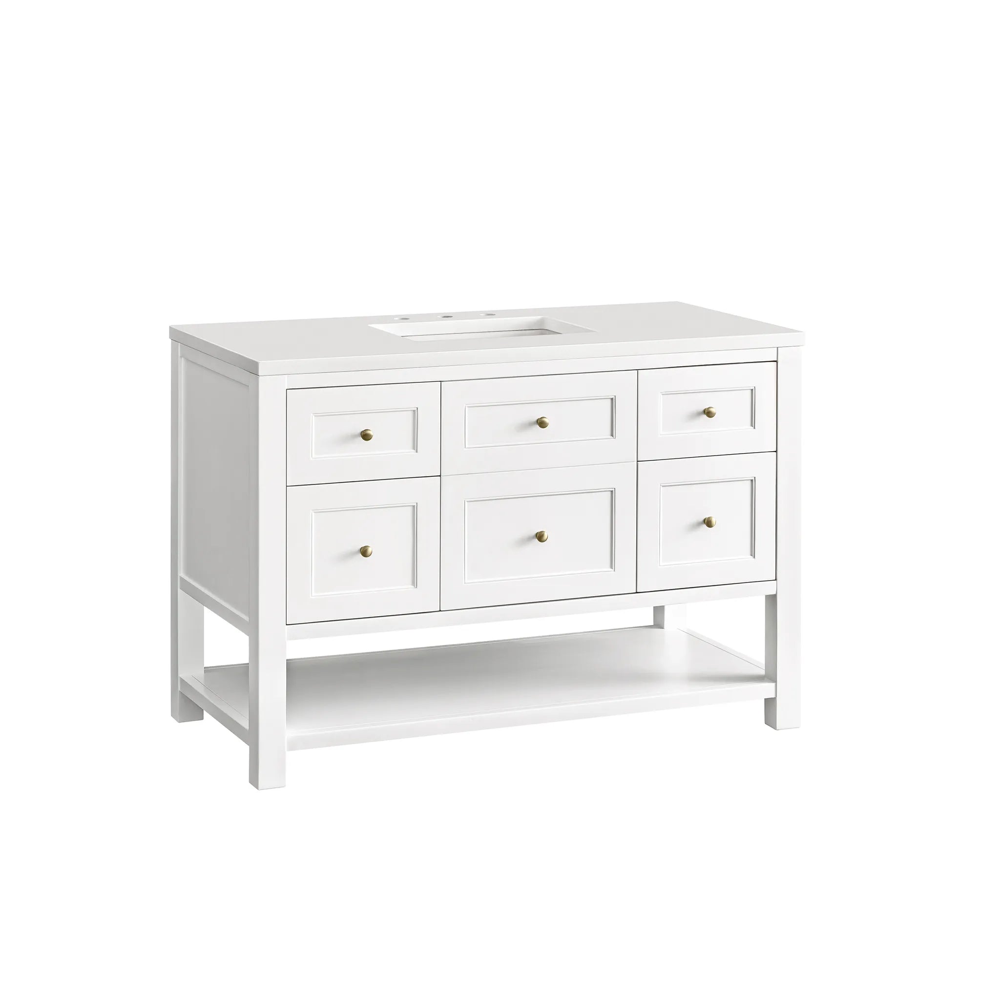 48" Breckenridge Single Vanity in Bright White-White Zeus Silestone-8" Widespread image 7
