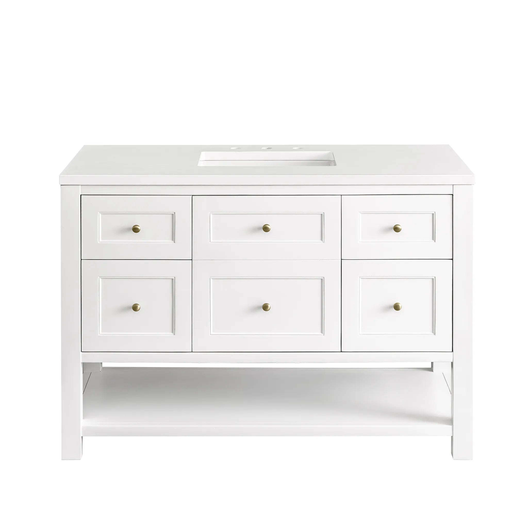 48" Breckenridge Single Vanity in Bright White-White Zeus Silestone-8" Widespread image