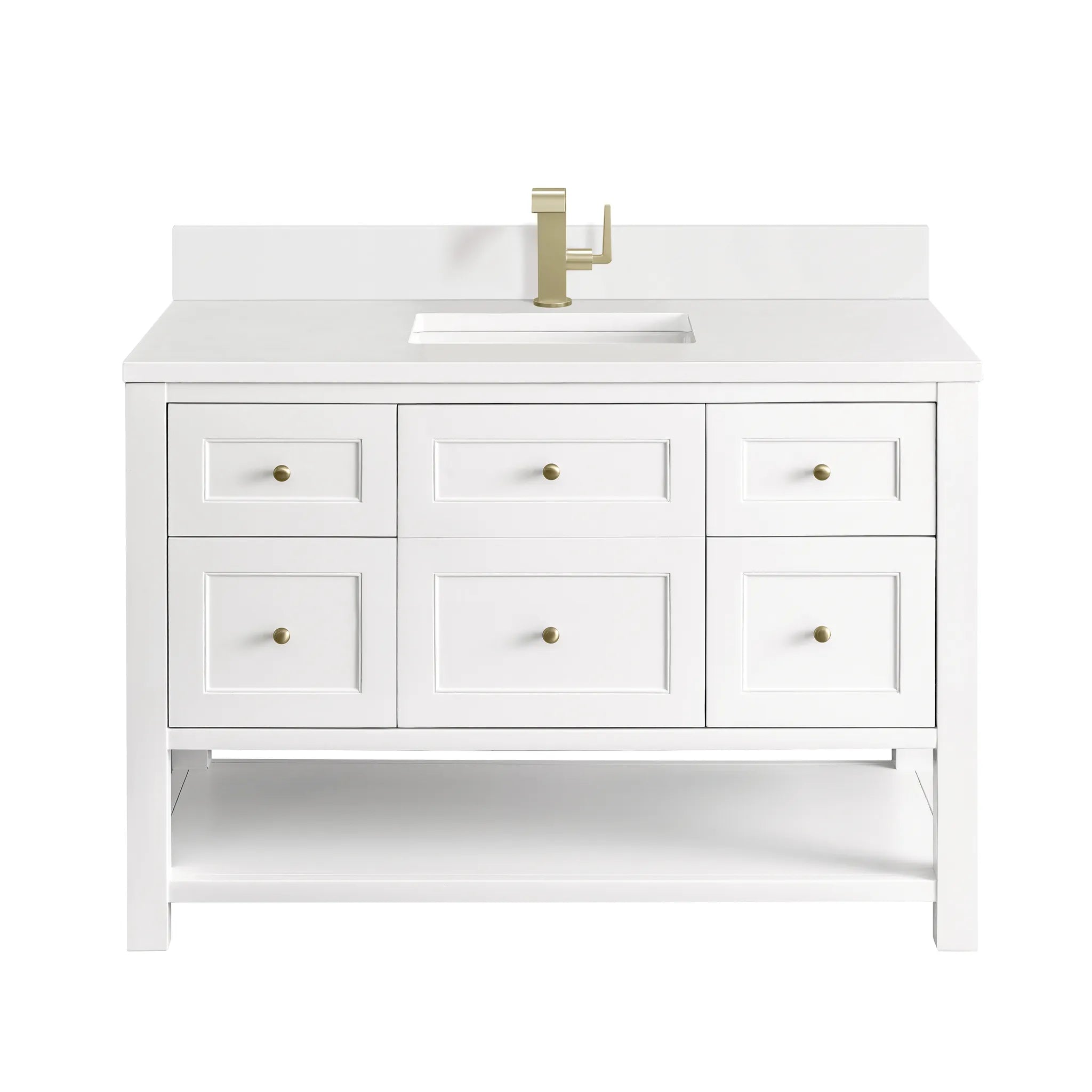 48" Breckenridge Single Vanity in Bright White-White Zeus Silestone & Backsplash-Single Hole image