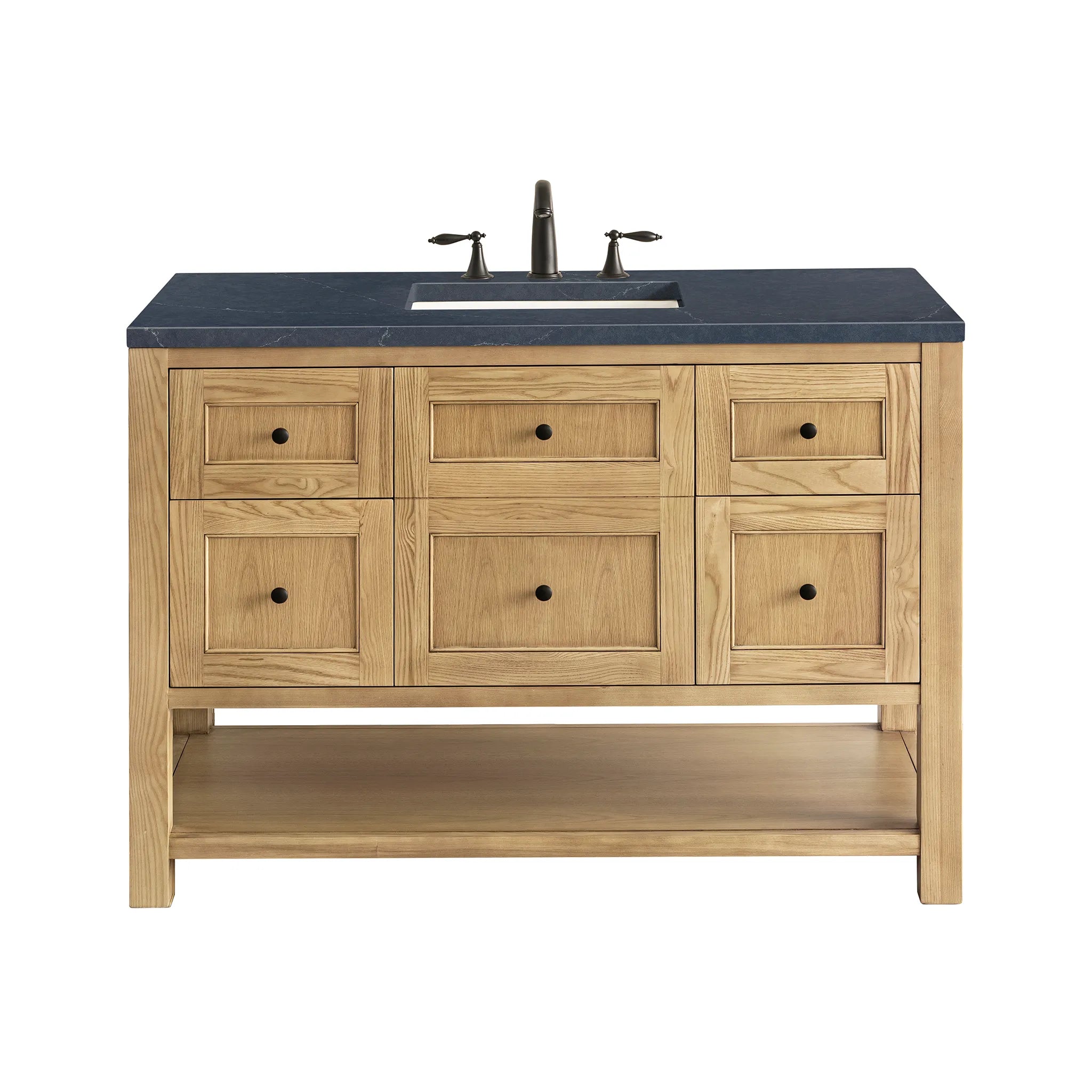 48" Breckenridge Single Vanity in Light Natural Oak-Charcoal Soapstone Silestone-8" Widespread image
