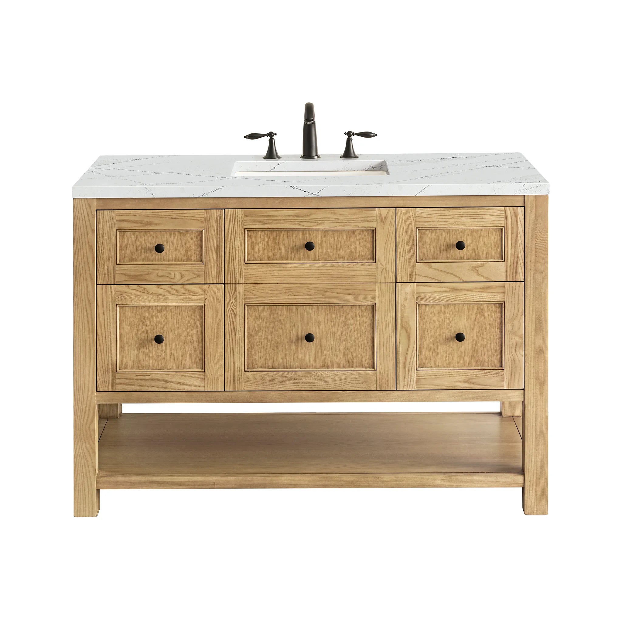 48" Breckenridge Single Vanity in Light Natural Oak-Ethereal Noctis Silestone-8" Widespread image