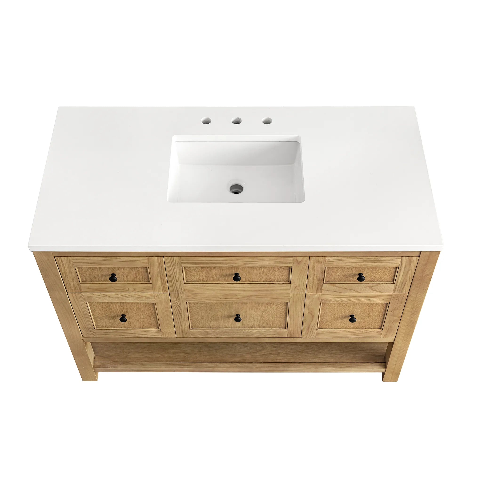 48" Breckenridge Single Vanity in Light Natural Oak-White Zeus Silestone-8" Widespread image 4