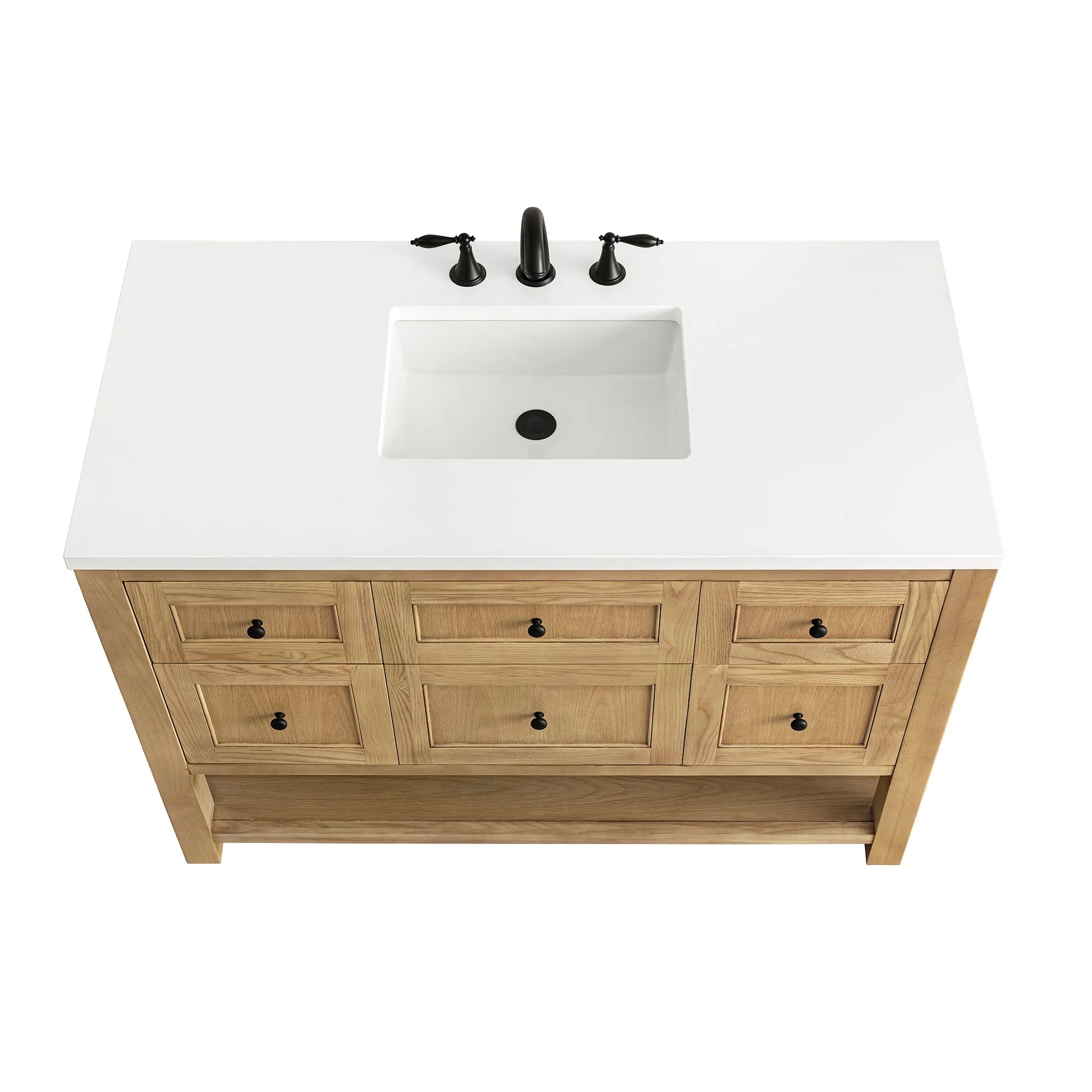 48" Breckenridge Single Vanity in Light Natural Oak-White Zeus Silestone-8" Widespread image 5