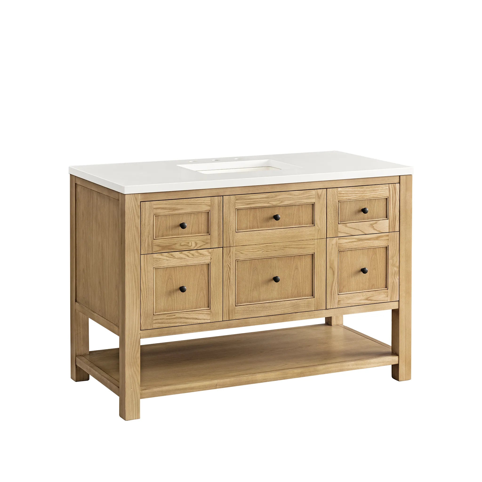 48" Breckenridge Single Vanity in Light Natural Oak-White Zeus Silestone-8" Widespread image 7