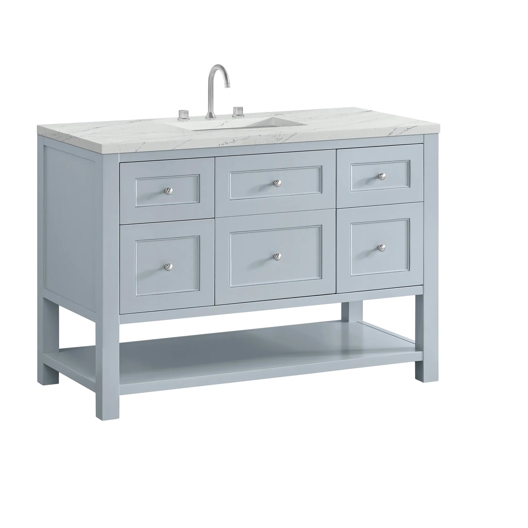 48" Breckenridge Single Vanity in Serenity Blue,-Ethereal Noctis Silestone-8" Widespread image 9