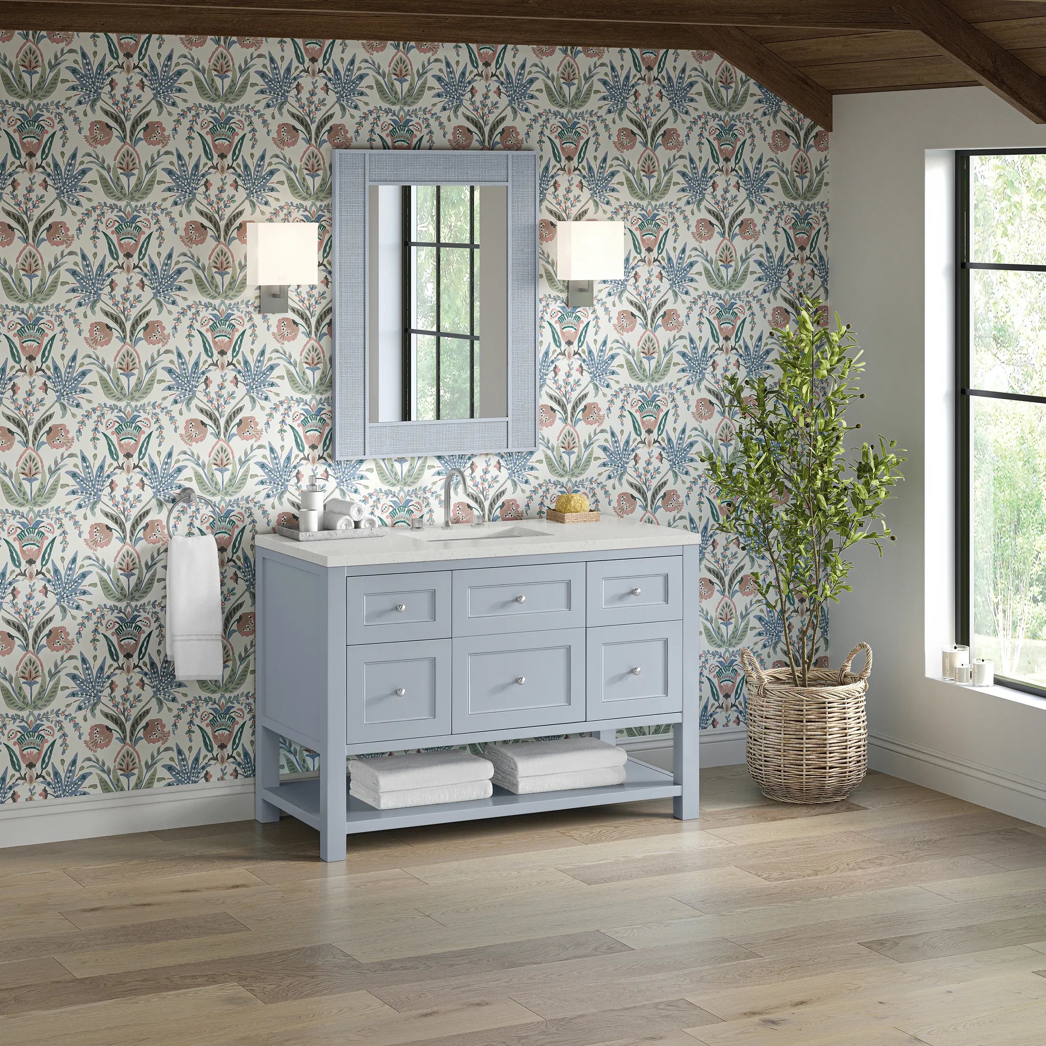 48" Breckenridge Single Vanity in Serenity Blue,-Lime Delight Silestone-8" Widespread image 3