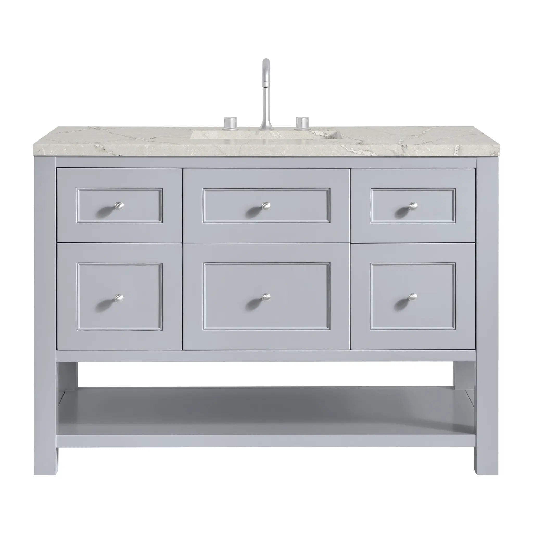 48 Breckenridge Single Vanity In Serenity Blue Power Enabled Victorian Silver Silestone 8 Widespread 1