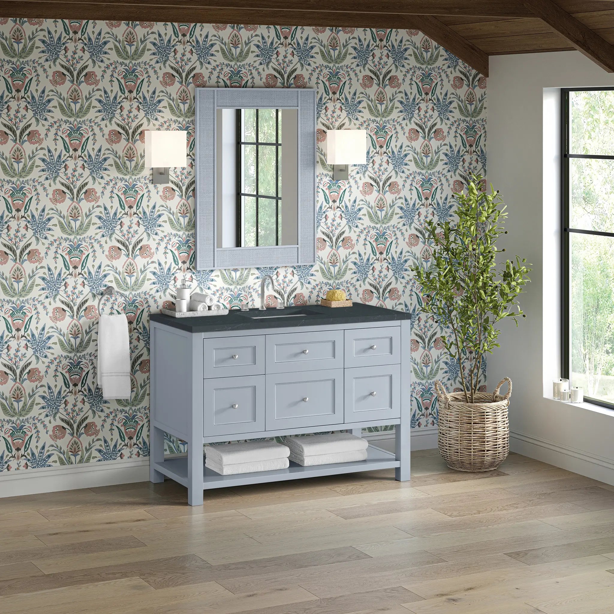 48 Breckenridge Single Vanity In Serenity Blue Standard Charcoal Soapstone Silestone 8 Widespread 4