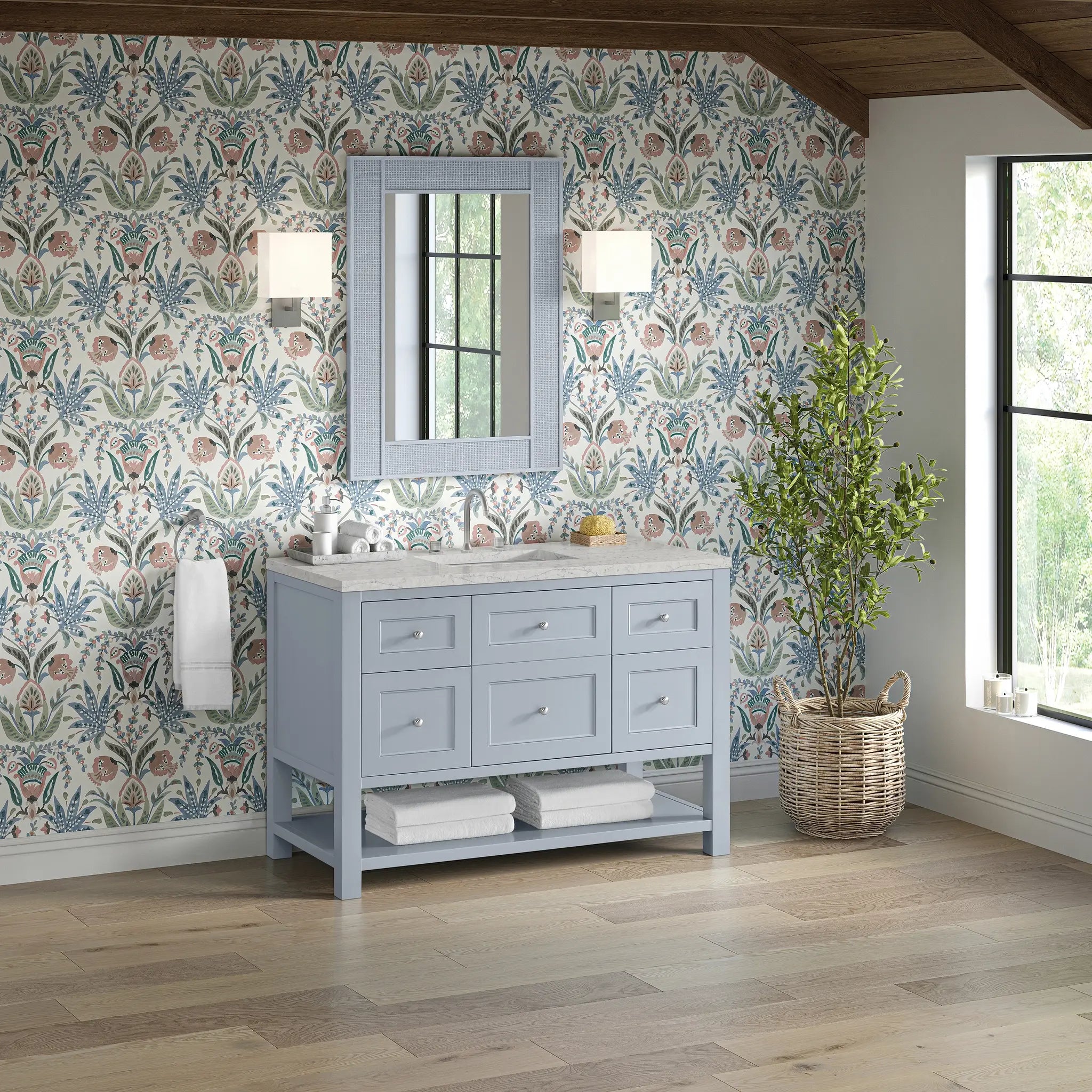 48 Breckenridge Single Vanity In Serenity Blue Standard Eternal Jasmine Pearl Silestone 8 Widespread 4