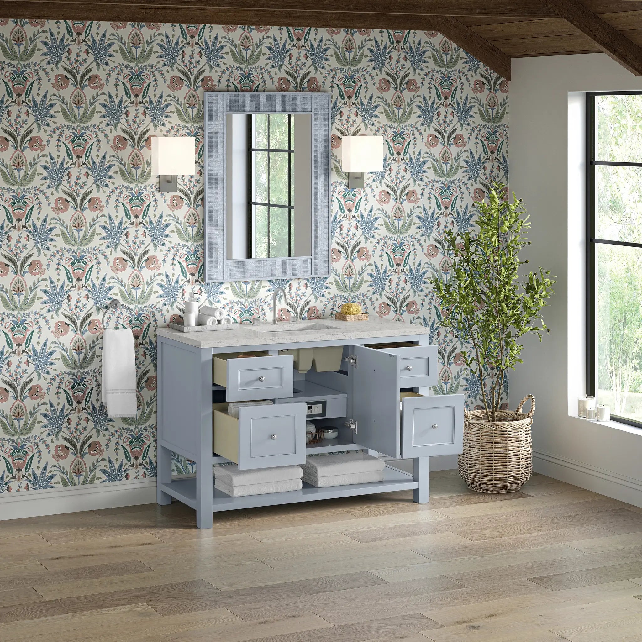 48 Breckenridge Single Vanity In Serenity Blue Standard Eternal Jasmine Pearl Silestone 8 Widespread 5