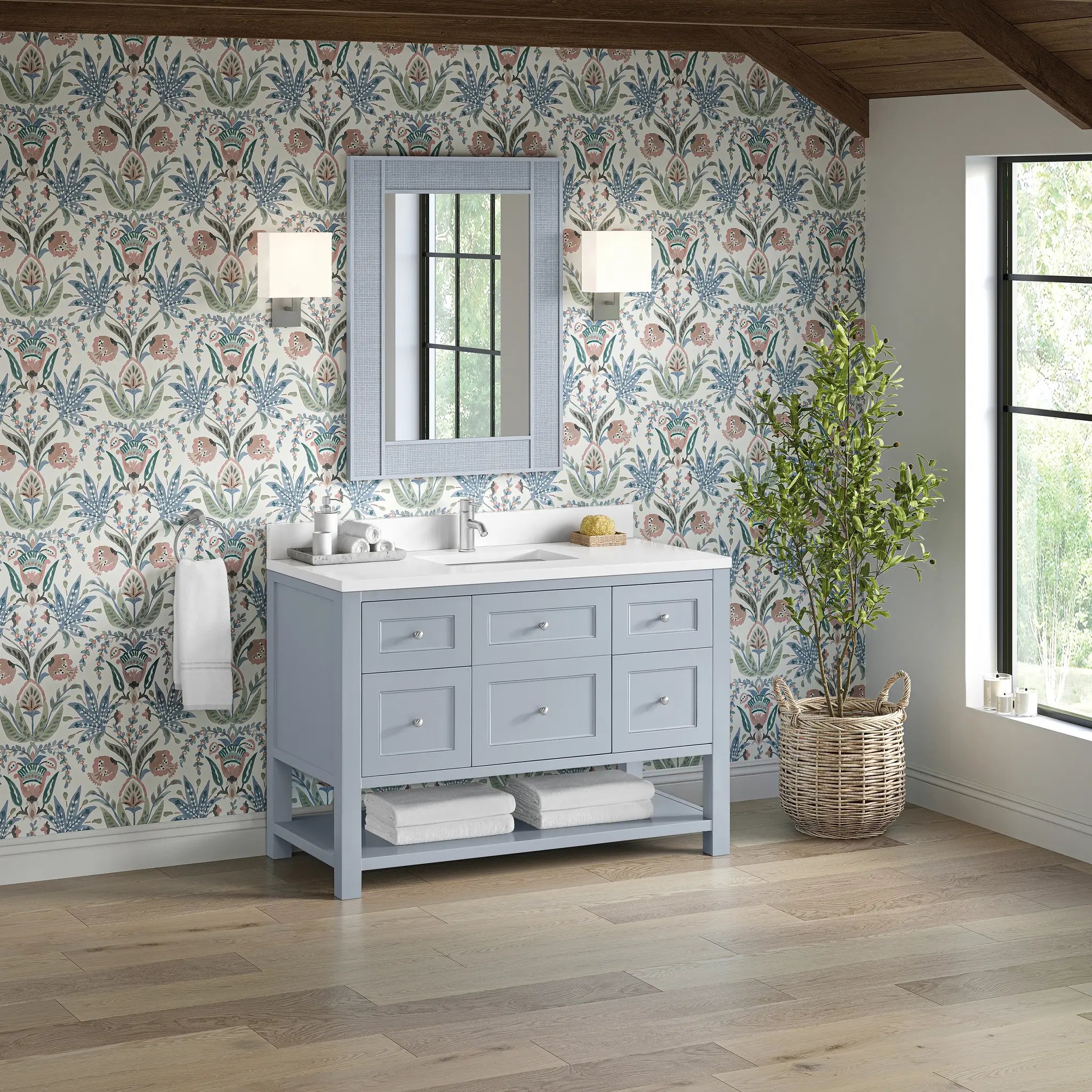48 Breckenridge Single Vanity In Serenity Blue Standard White Zeus Silestone Backsplash Single Hole 4