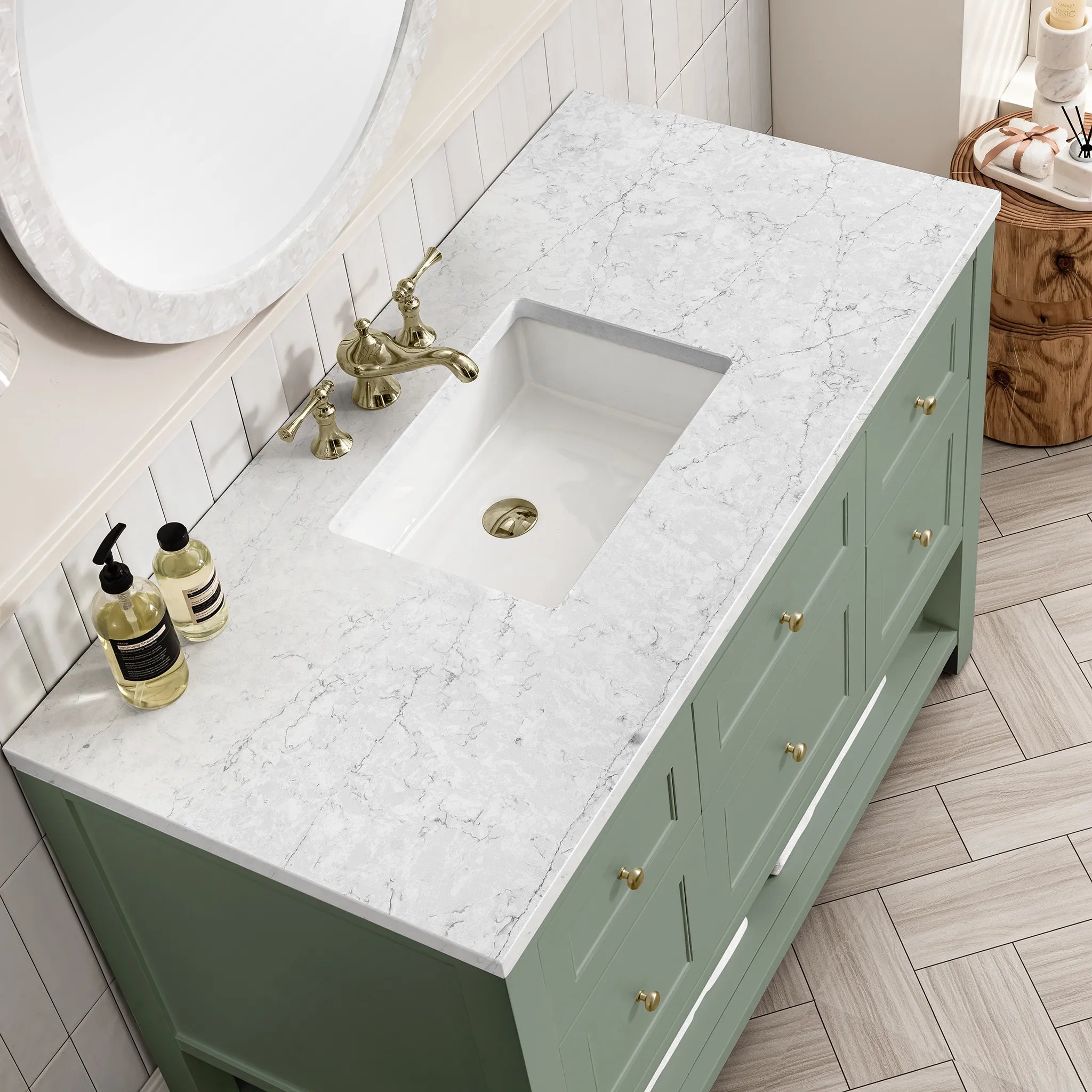 48" Breckenridge Single Vanity in Smokey Celadon w/FreePower Wireless Charger-Cabinet Only-Not Available image 1