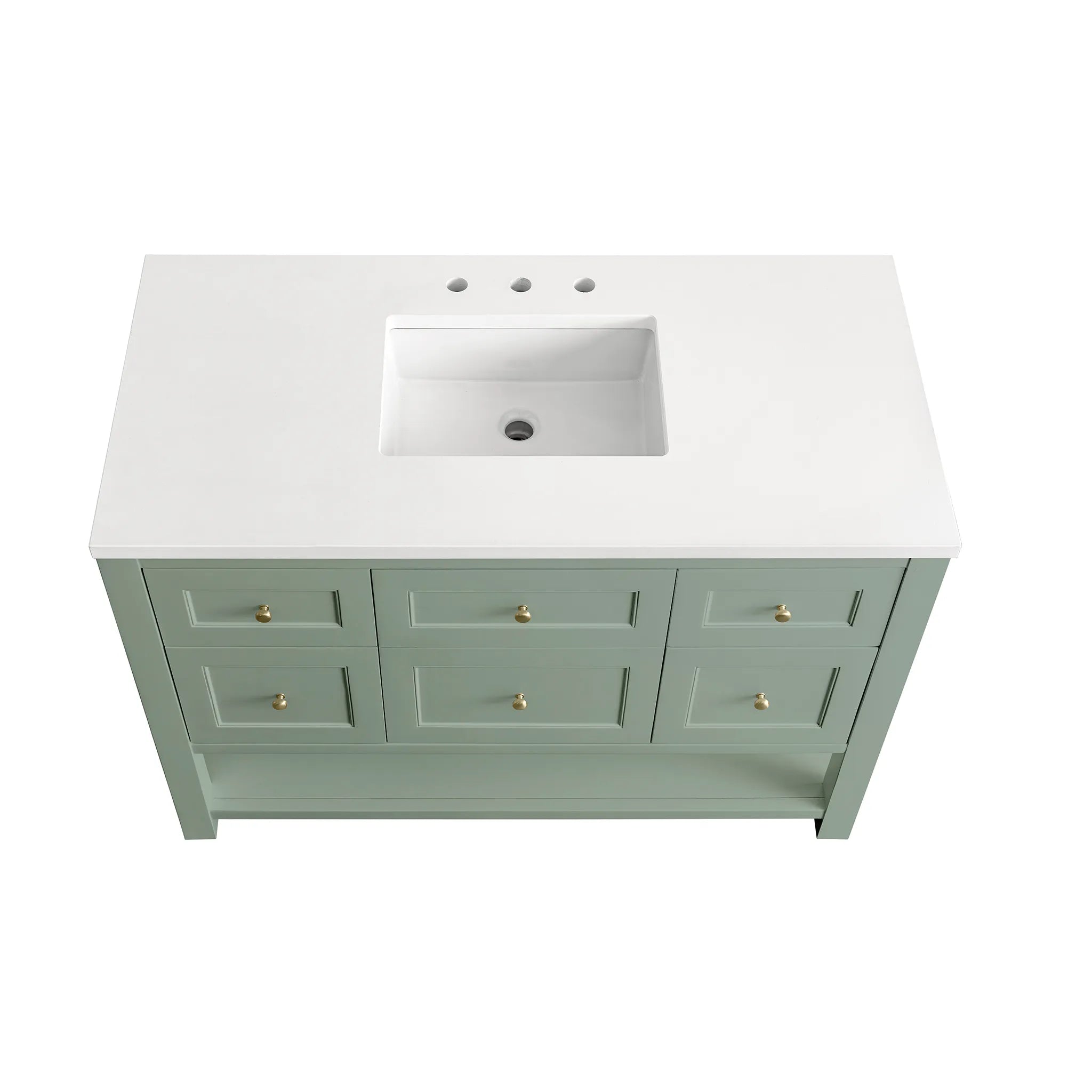 48" Breckenridge Single Vanity in Smokey Celadon-White Zeus Silestone-8" Widespread image 3