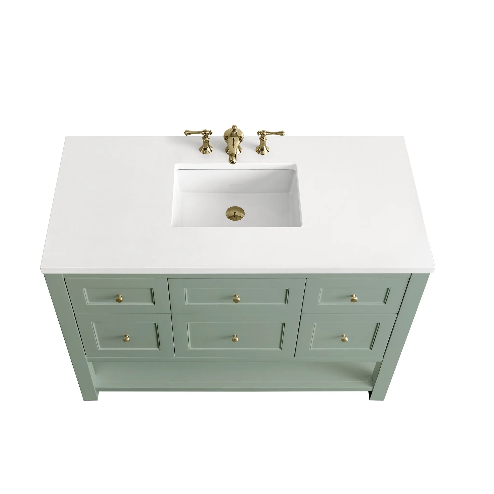 48" Breckenridge Single Vanity in Smokey Celadon-White Zeus Silestone-8" Widespread image 4