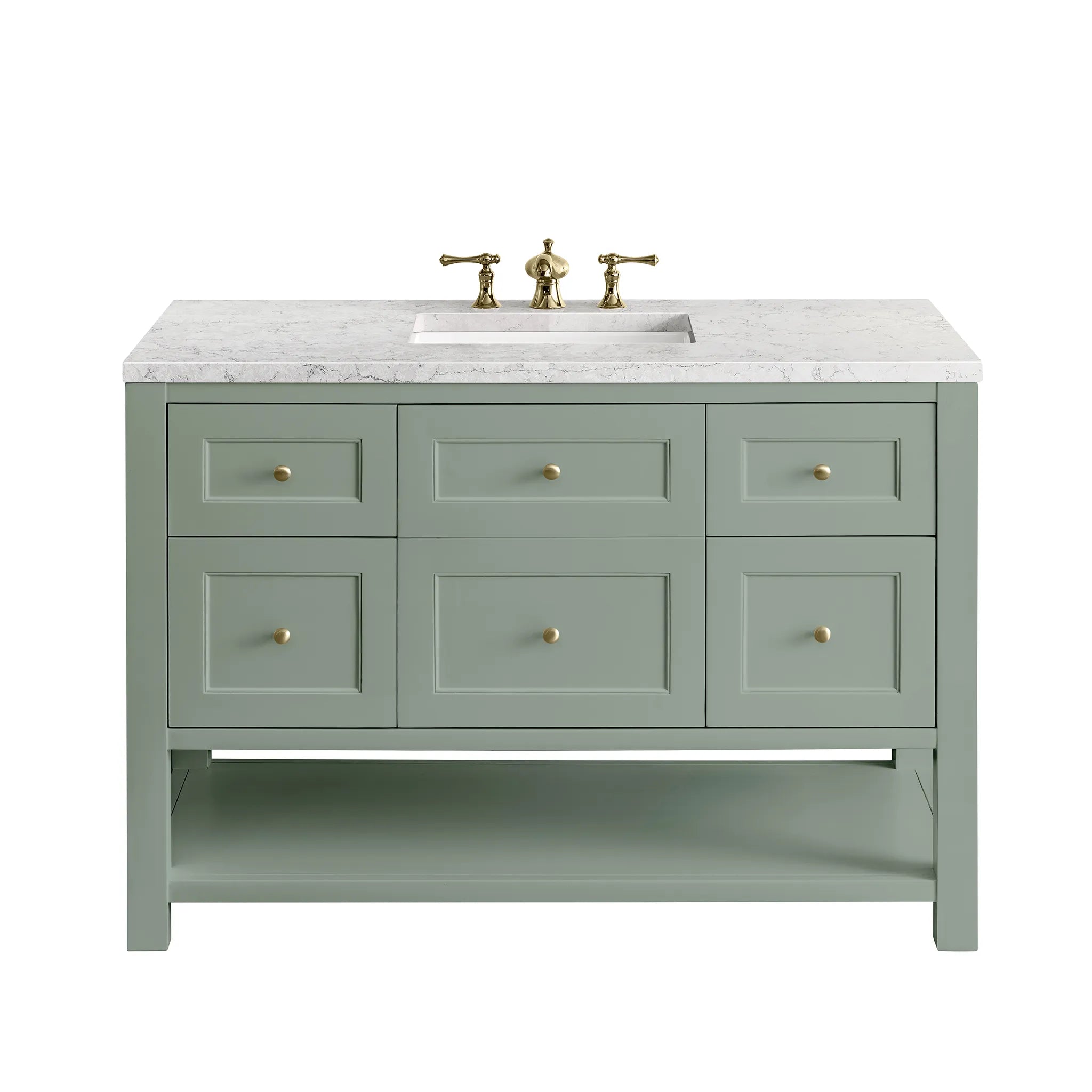 48" Breckenridge Single Vanity in Smokey Celadon Wireless Charger-Eternal Jasmine Pearl Silestone-8" Widespread image