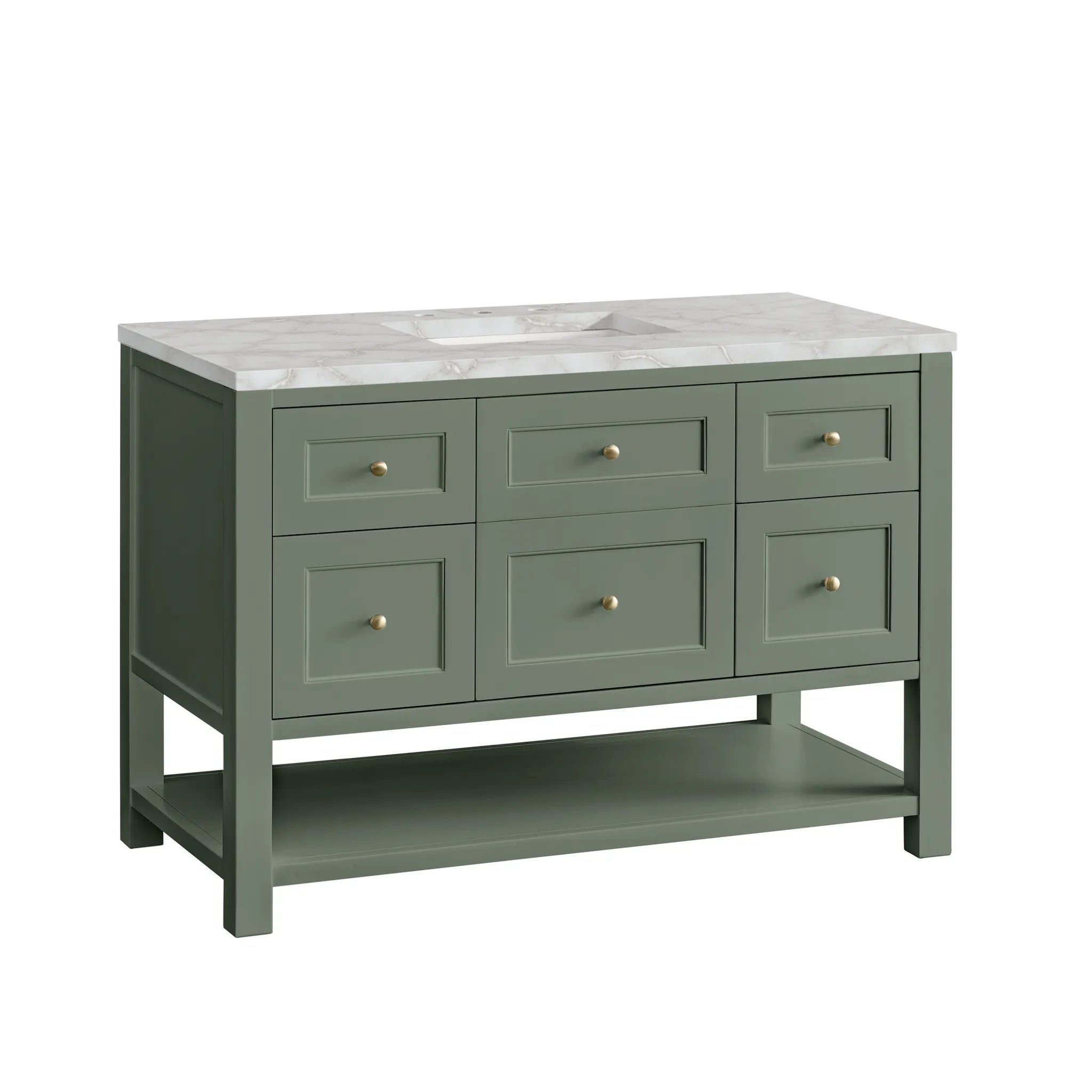 48" Breckenridge Single Vanity in Smokey Celadon Wireless Charger-Victorian Silver Silestone-8" Widespread image 8