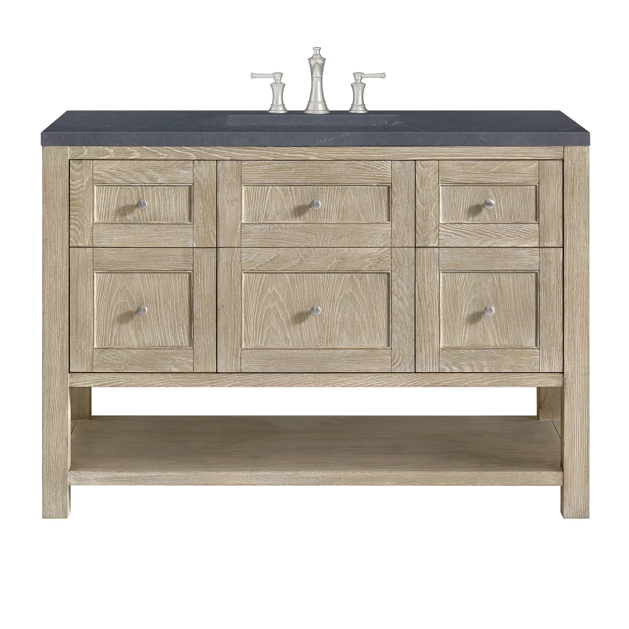 48" Breckenridge Single Vanity in Whitewashed Oak-Charcoal Soapstone Silestone-8" Widespread image