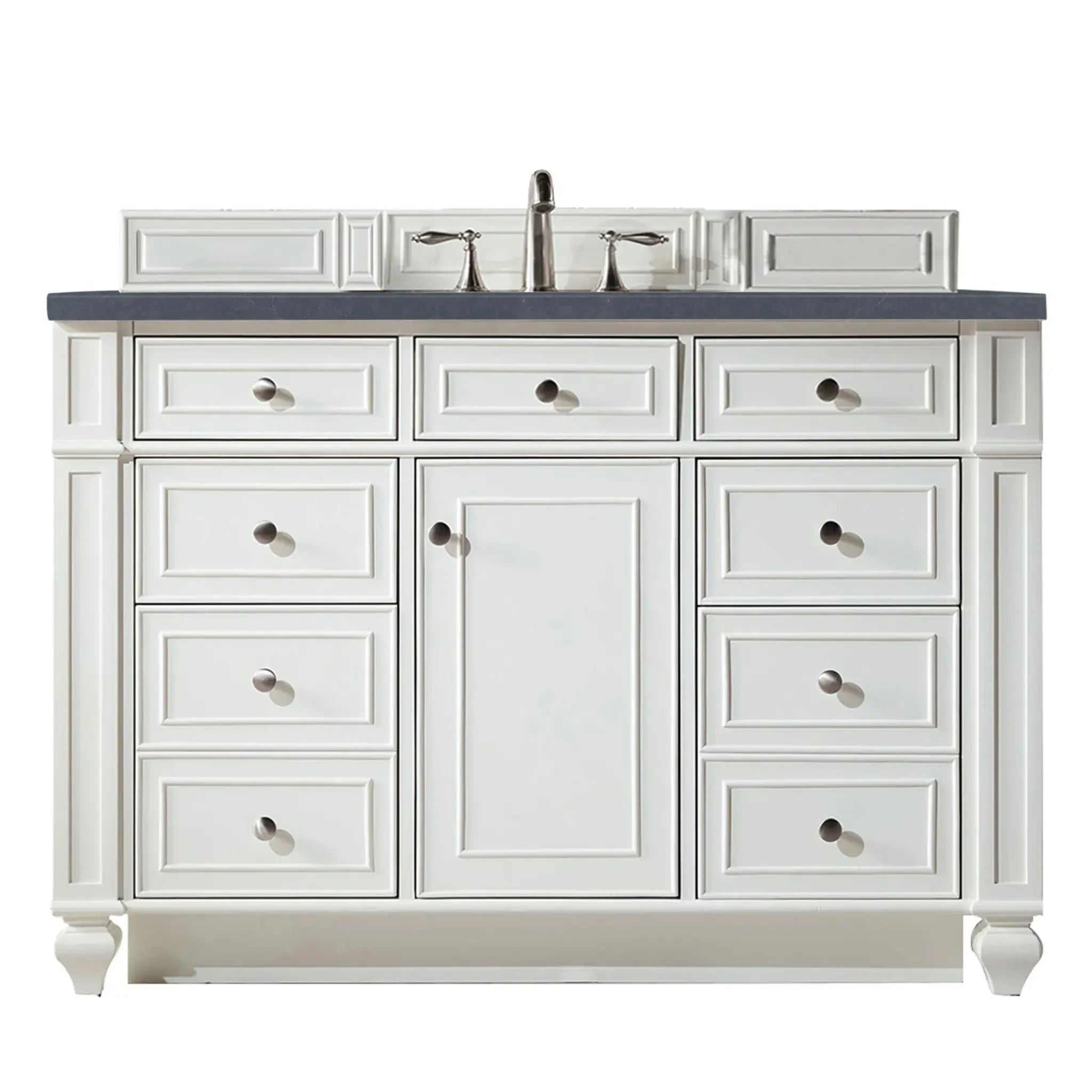 48" Bristol Single Vanity in Bright White-Charcoal Soapstone Silestone-8" Widespread image