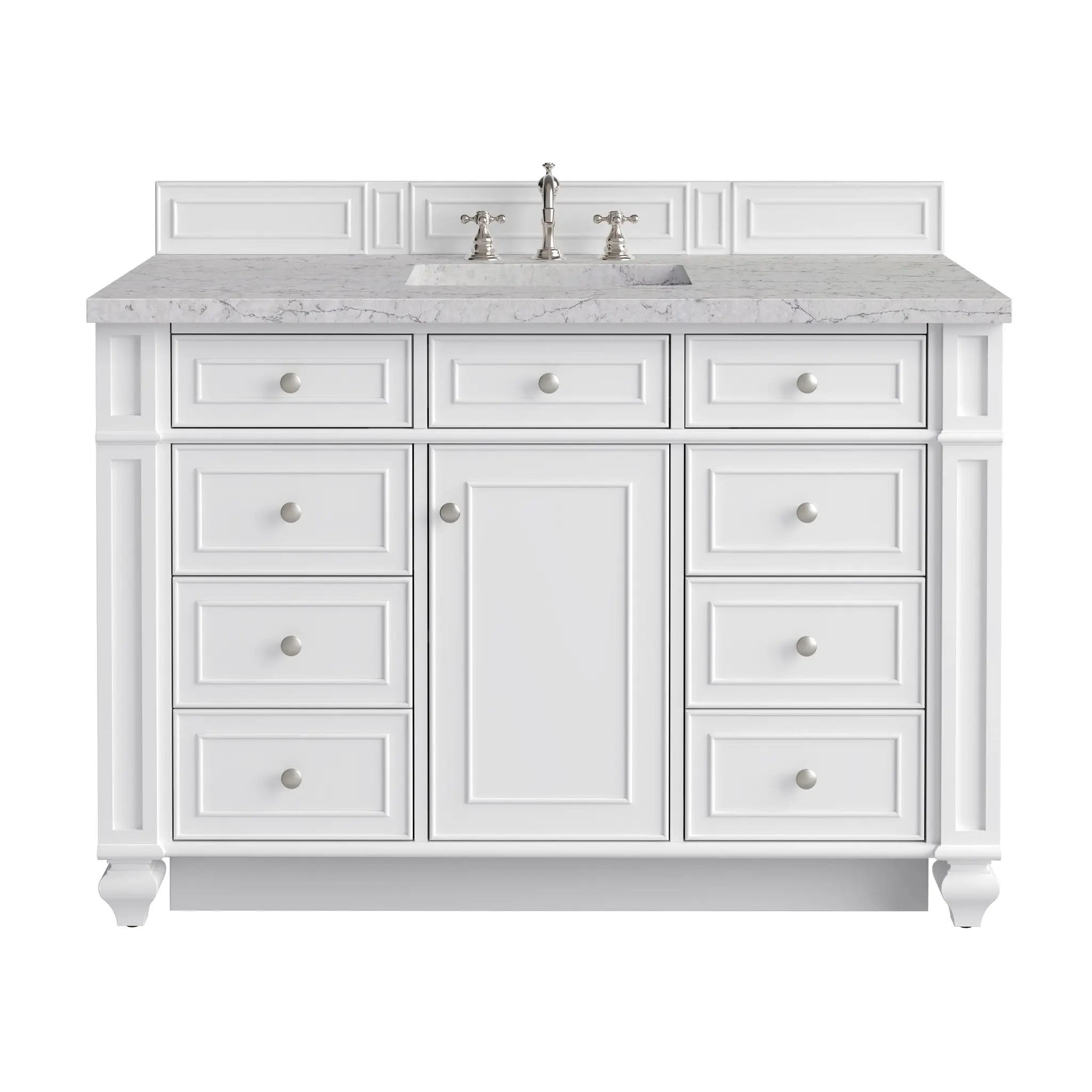 48 Bristol Single Vanity In Bright White Standard Eternal Jasmine Pearl Silestone 8 Widespread 1