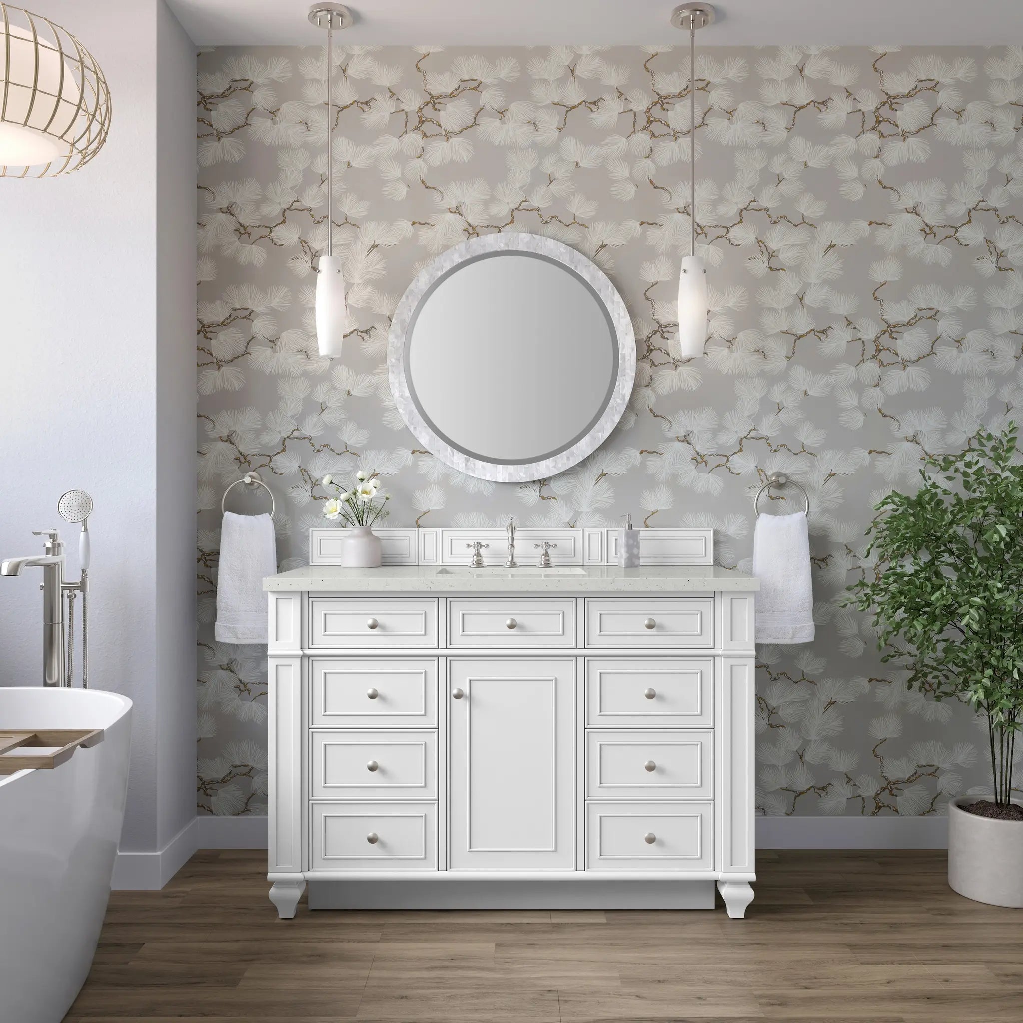 48 Bristol Single Vanity In Bright White Standard Lime Delight Silestone 8 Widespread 2